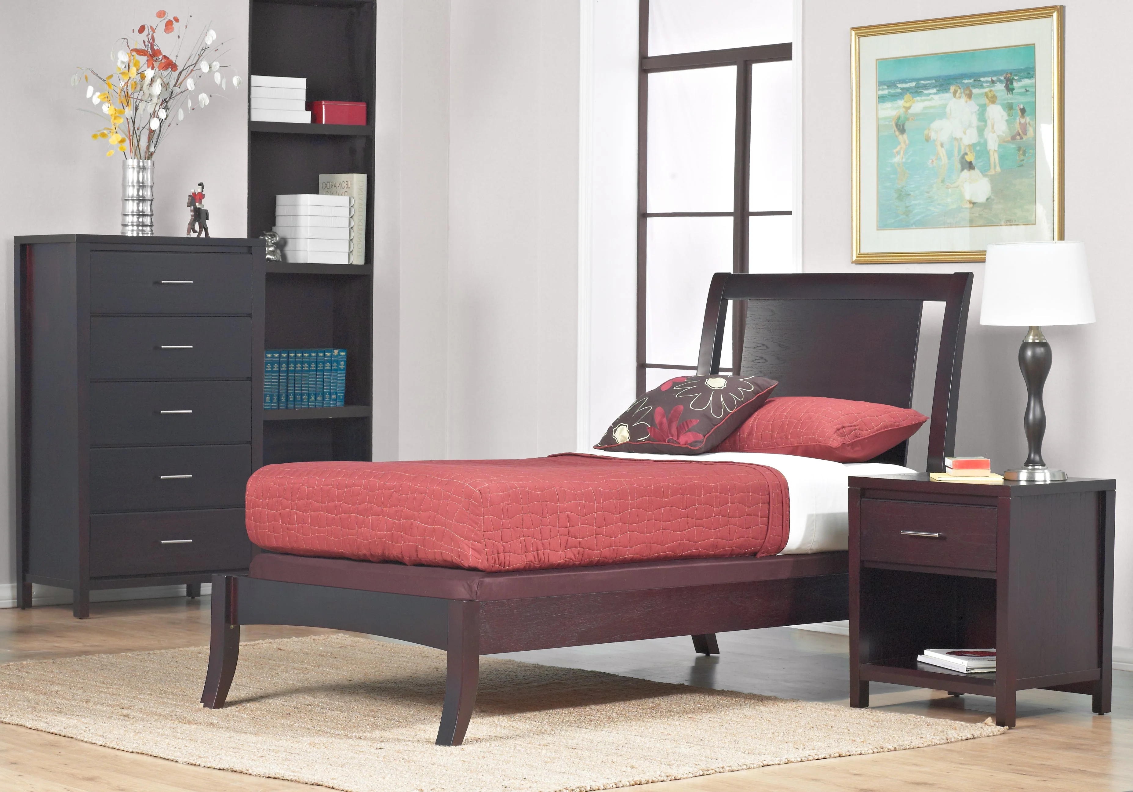Nevis Wood Full Sleigh Bed in Espresso - Image 4