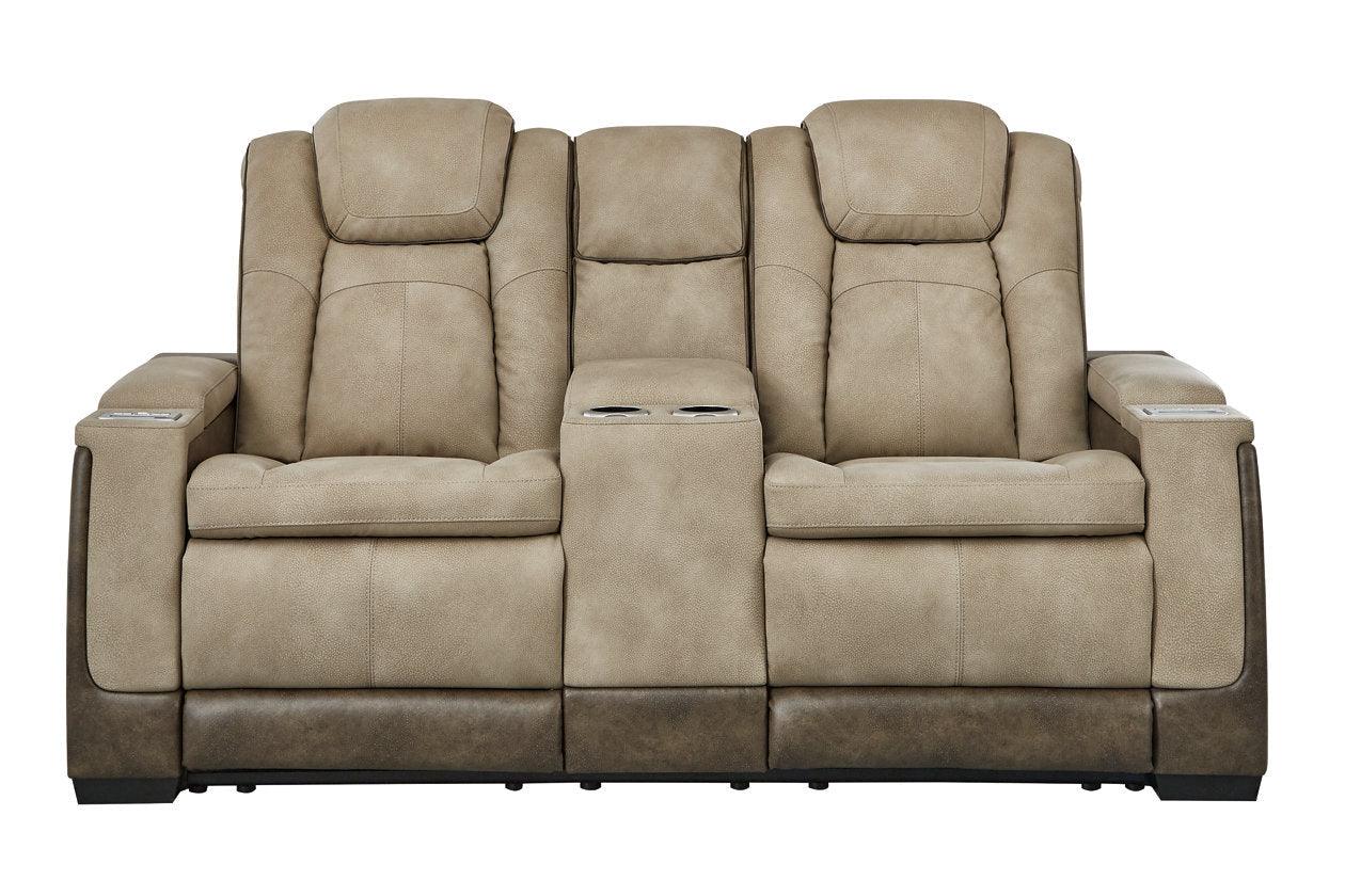 Next-Gen DuraPella Sand Dual Power Reclining Loveseat with Console