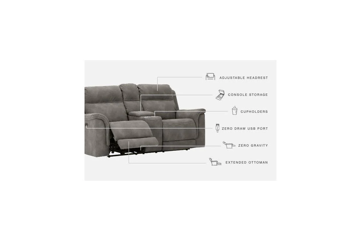 Next-Gen DuraPella Slate Dual Power Reclining Loveseat with Console - Image 3