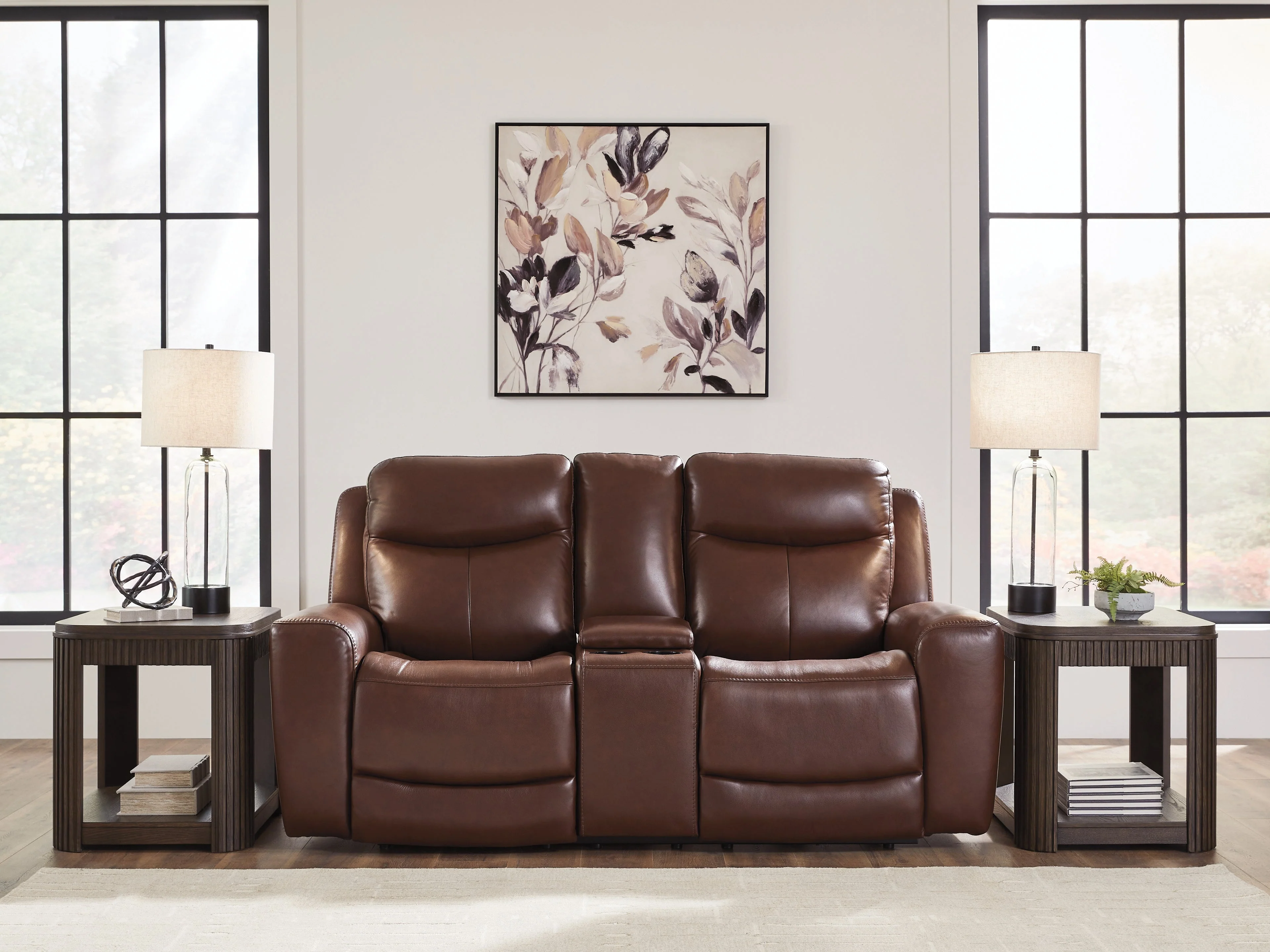 Next Move Mahogany Power Reclining Loveseat with Console