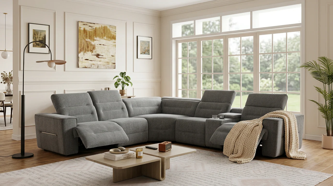 Nexus Dark Grey Fabric Power Reclining Sectional