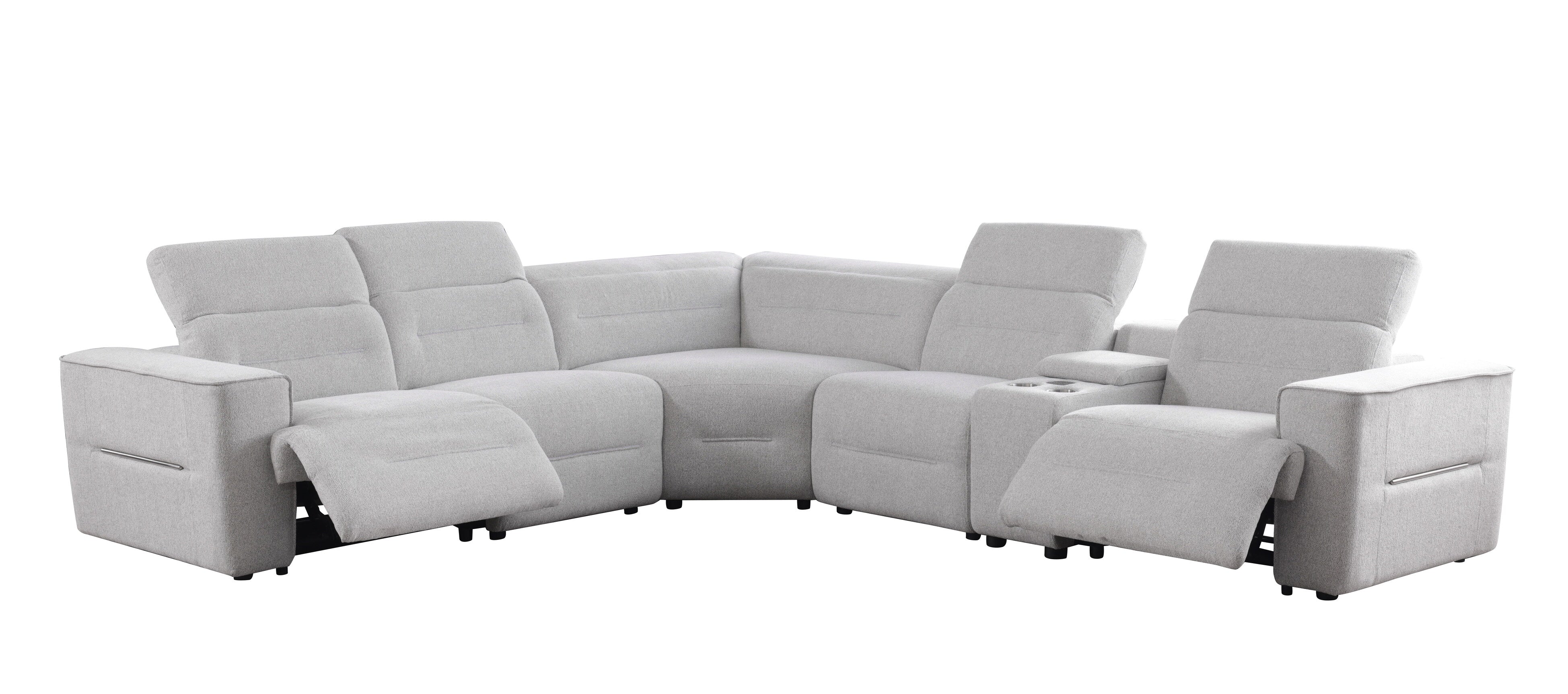 Nexus Light Grey Fabric Power Reclining Sectional - Image 2