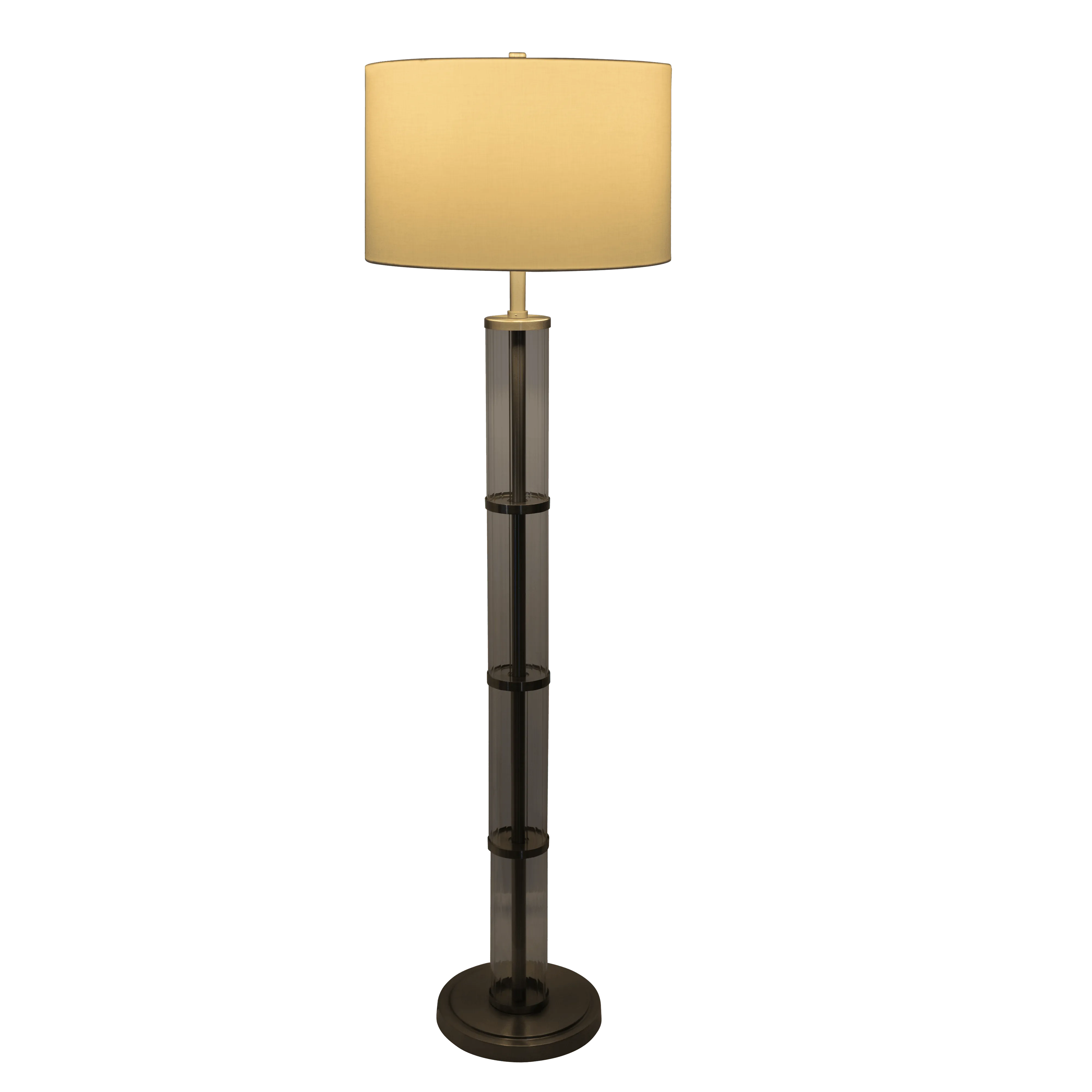 Nimbus Brushed Nickel Floor Lamp with 3-Way Rotary Switch Clear Glass Body Metal Base - Image 3