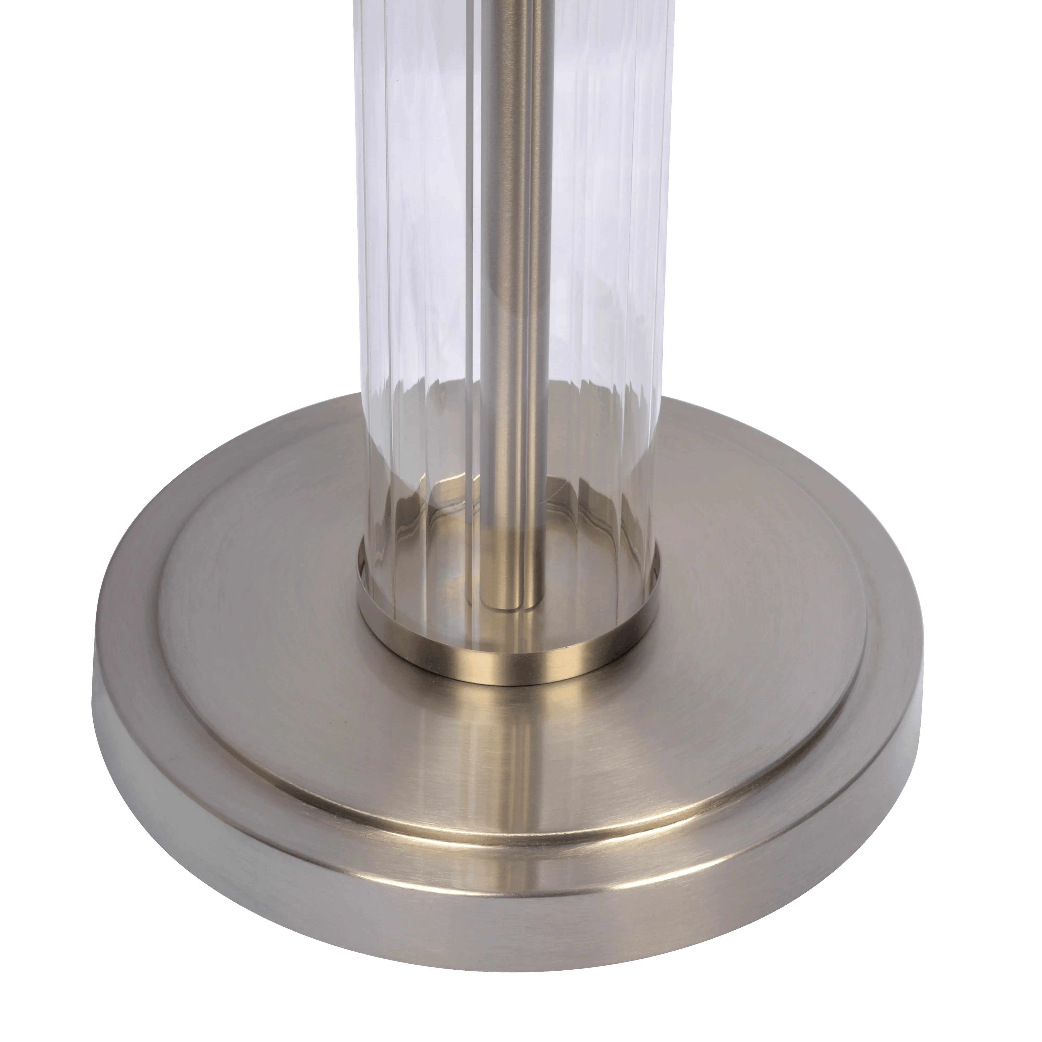 Nimbus Brushed Nickel Floor Lamp with 3-Way Rotary Switch Clear Glass Body Metal Base - Image 4