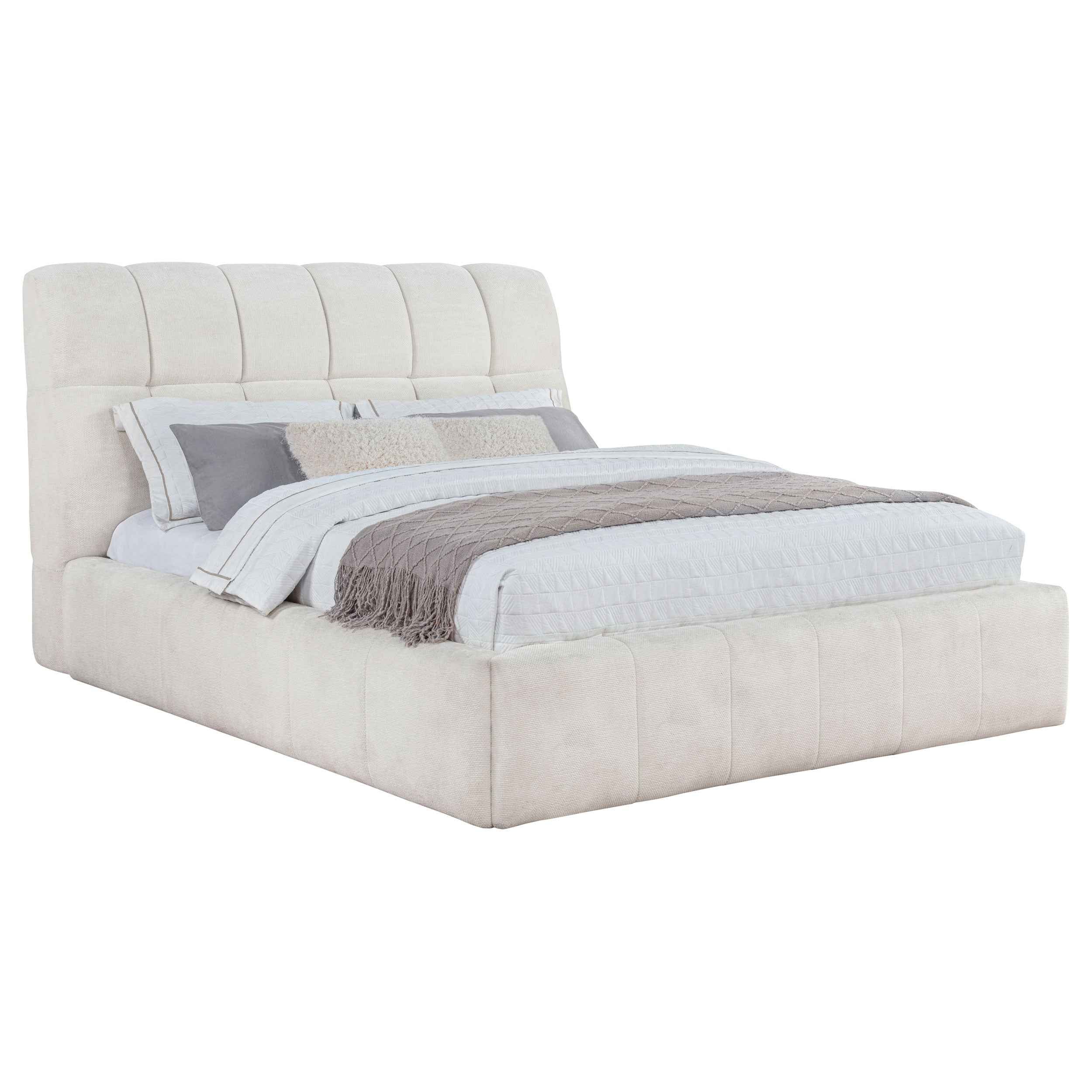 Nollet Cream 48-inch Upholstered Queen Panel Platform Bed - Image 2