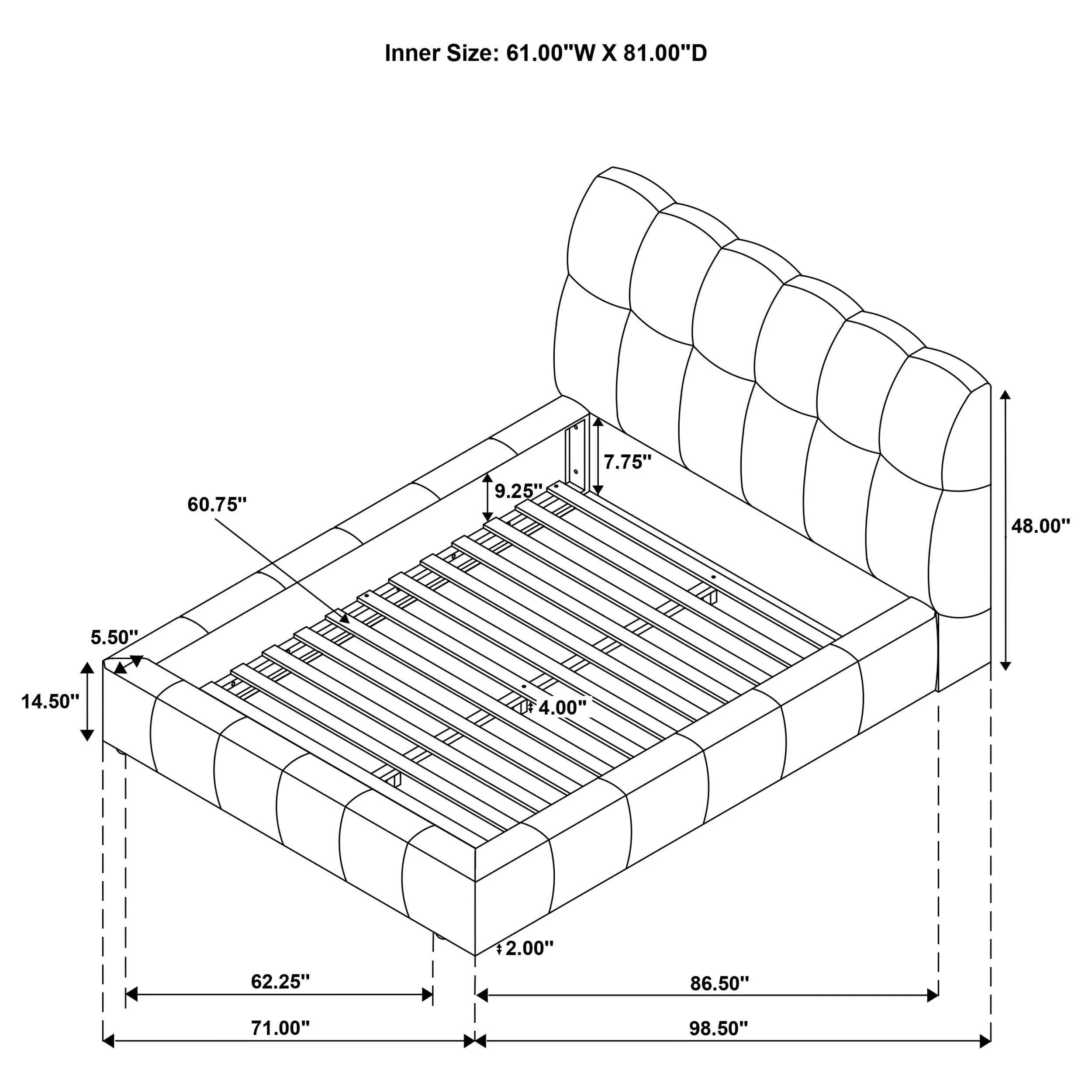Nollet Cream 48-inch Upholstered Queen Panel Platform Bed - Image 9