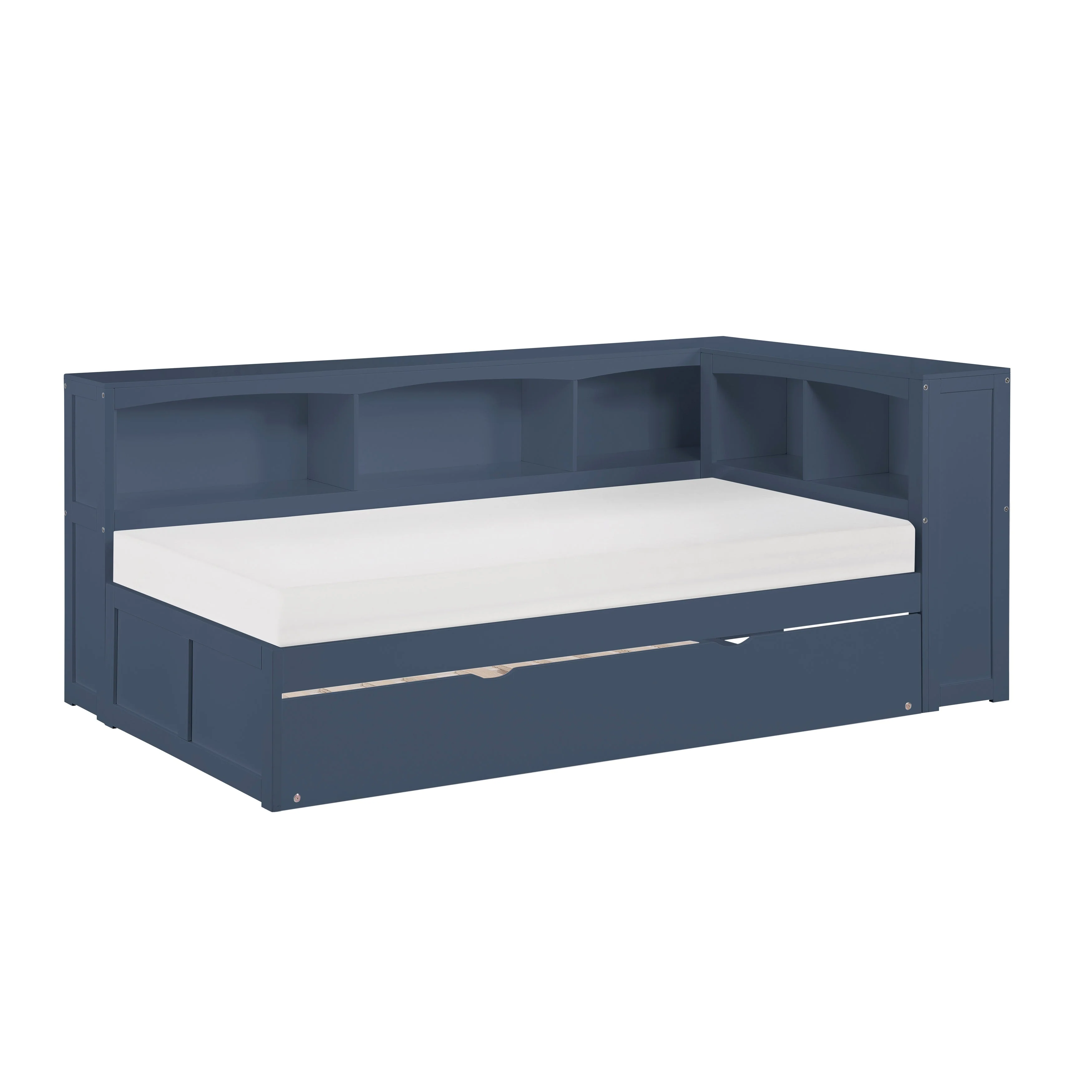 Nora Blue Twin Bookcase Corner Platform Bed - Image 3