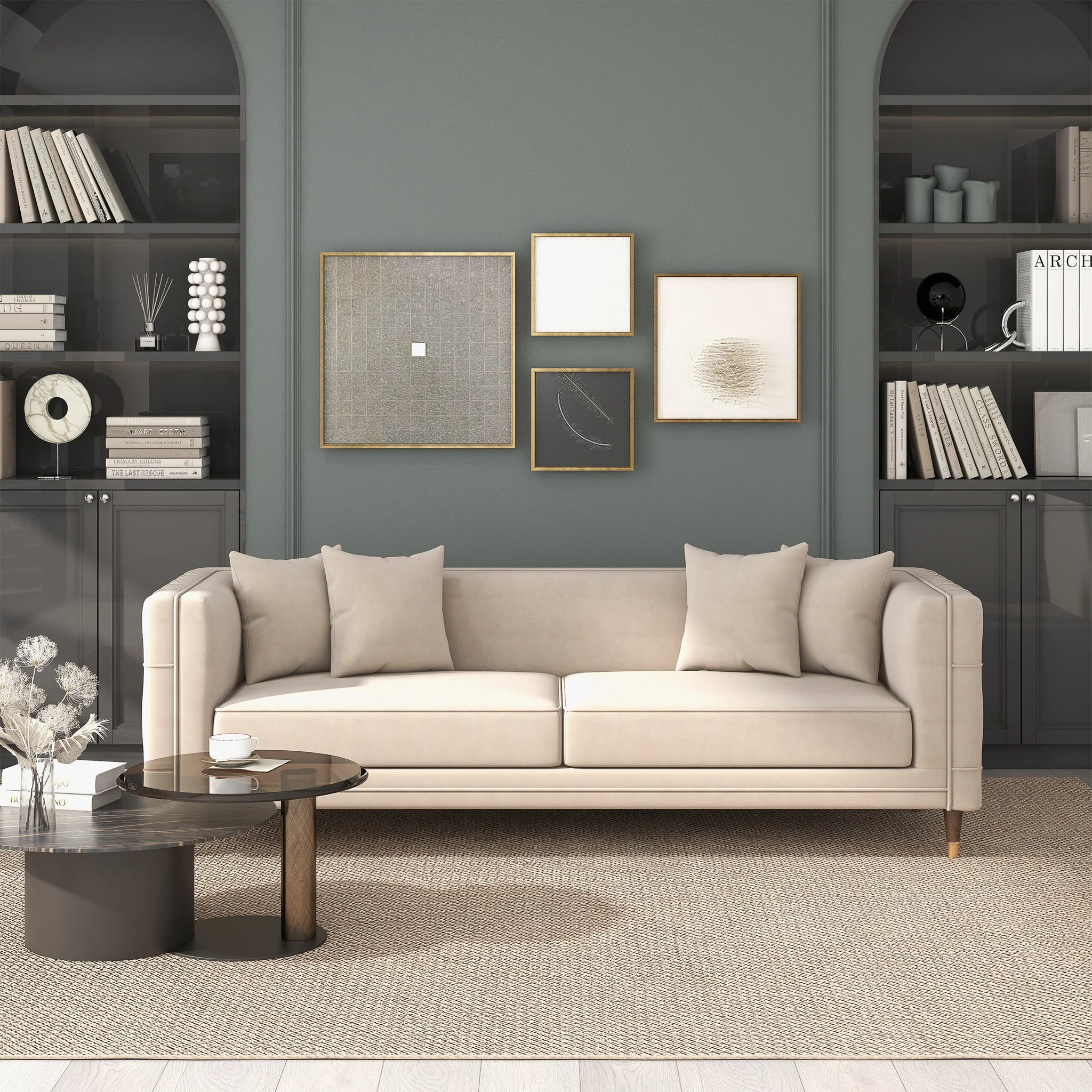 Nora Light Cream Velvet Sofa - Image 2