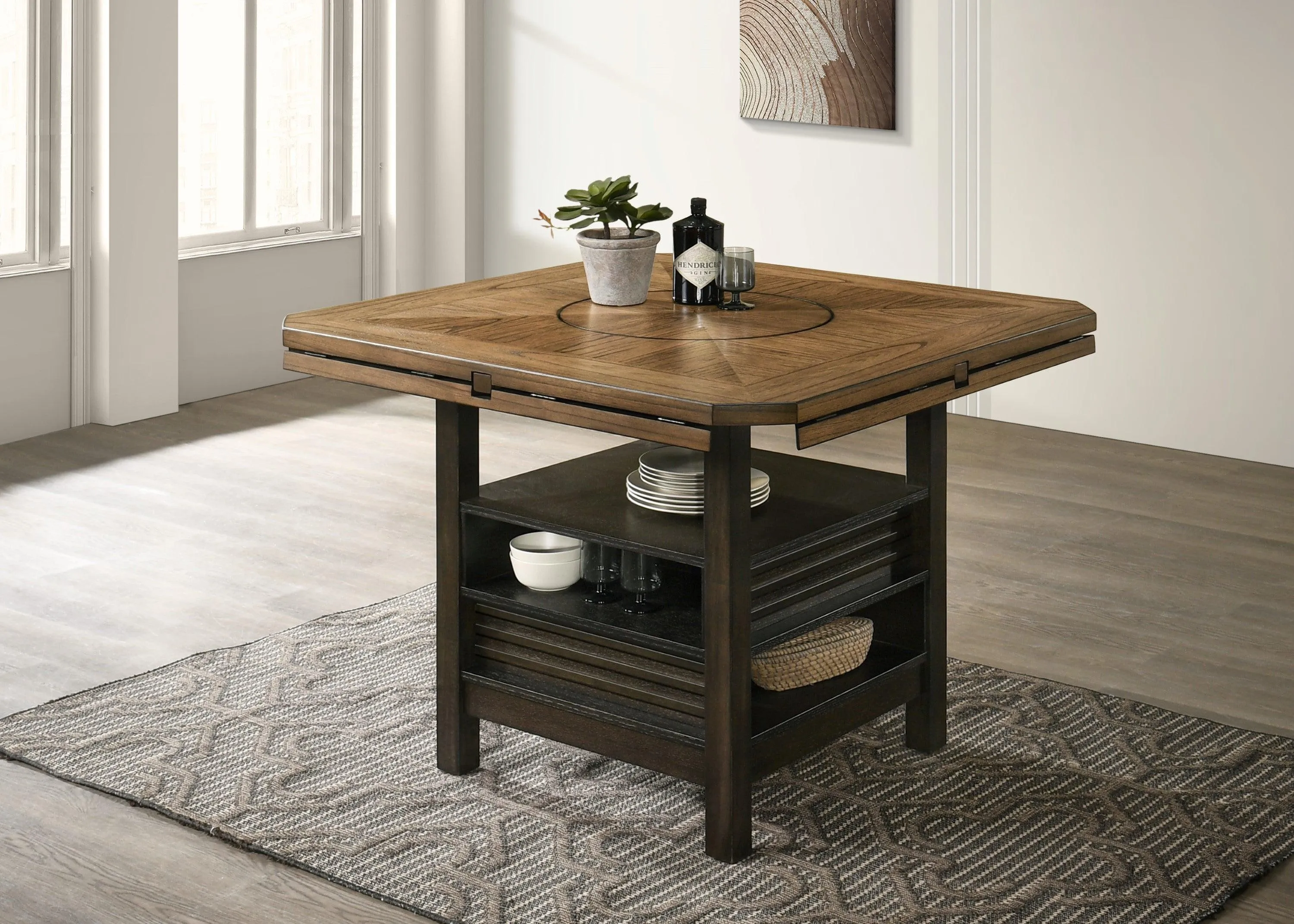 Oakly Brown Round and Square Counter Height Dining Set - Image 3