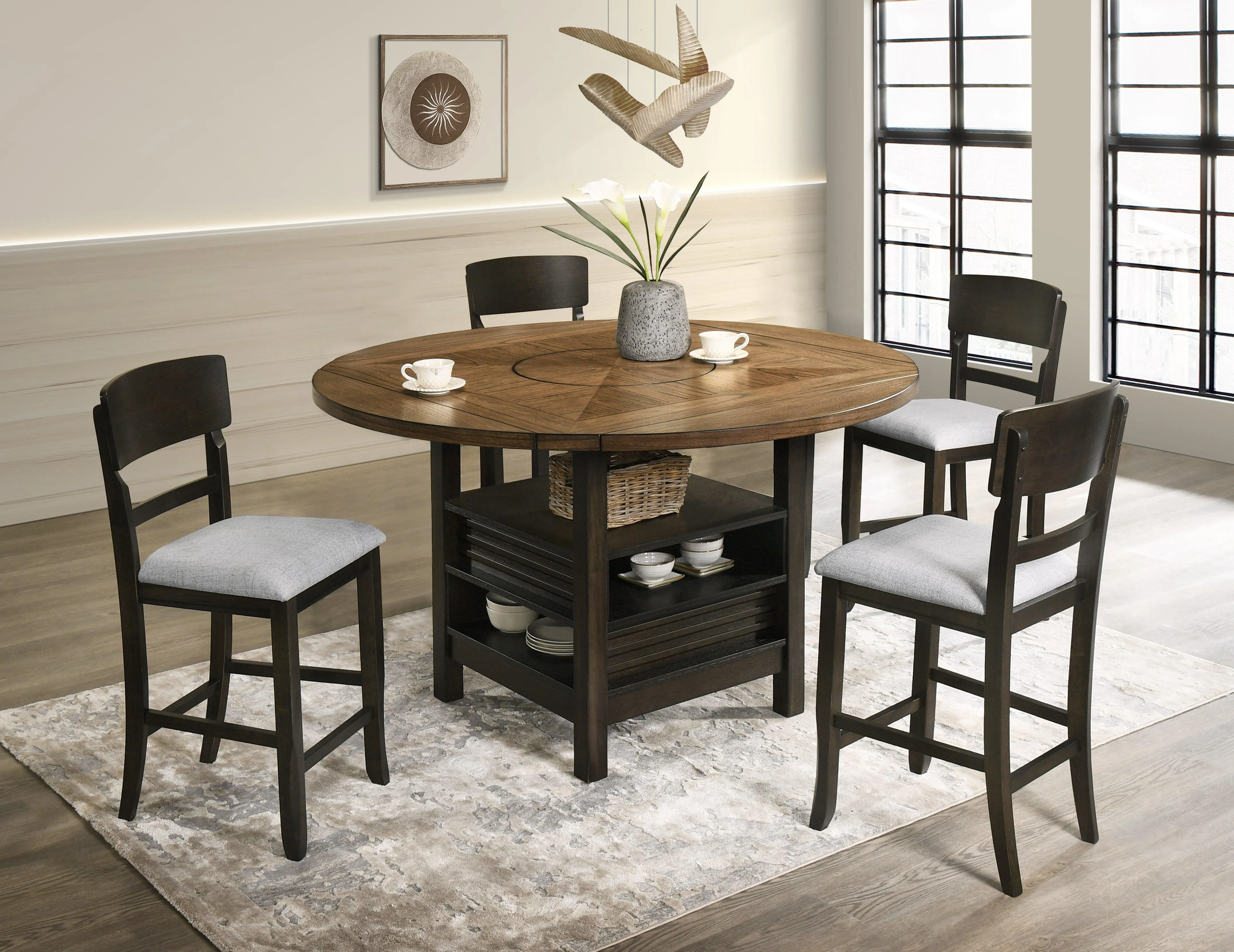 Oakly Brown Round and Square Counter Height Dining Set - Image 4