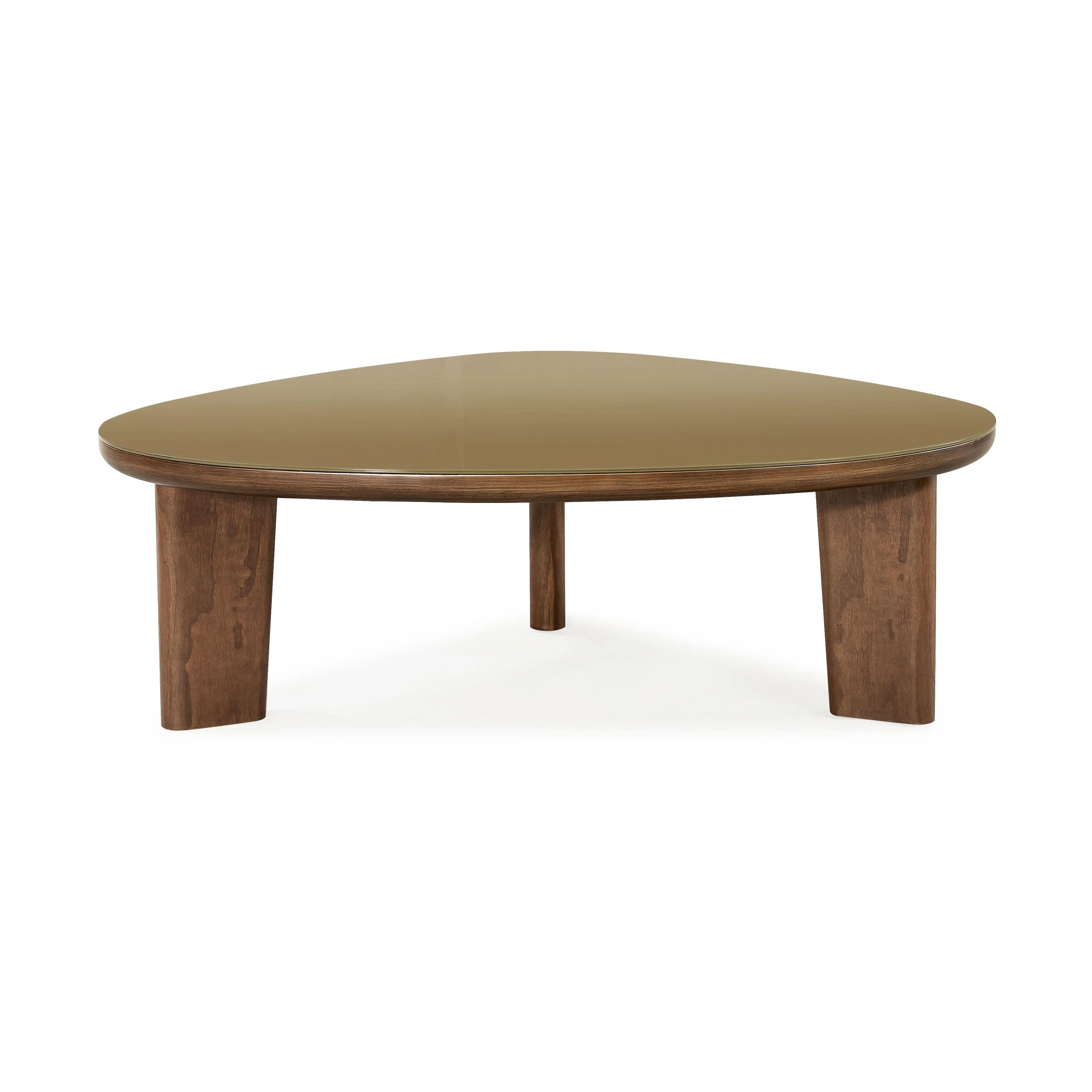 Oani Walnut and Glass Triangular Coffee Table - Image 3