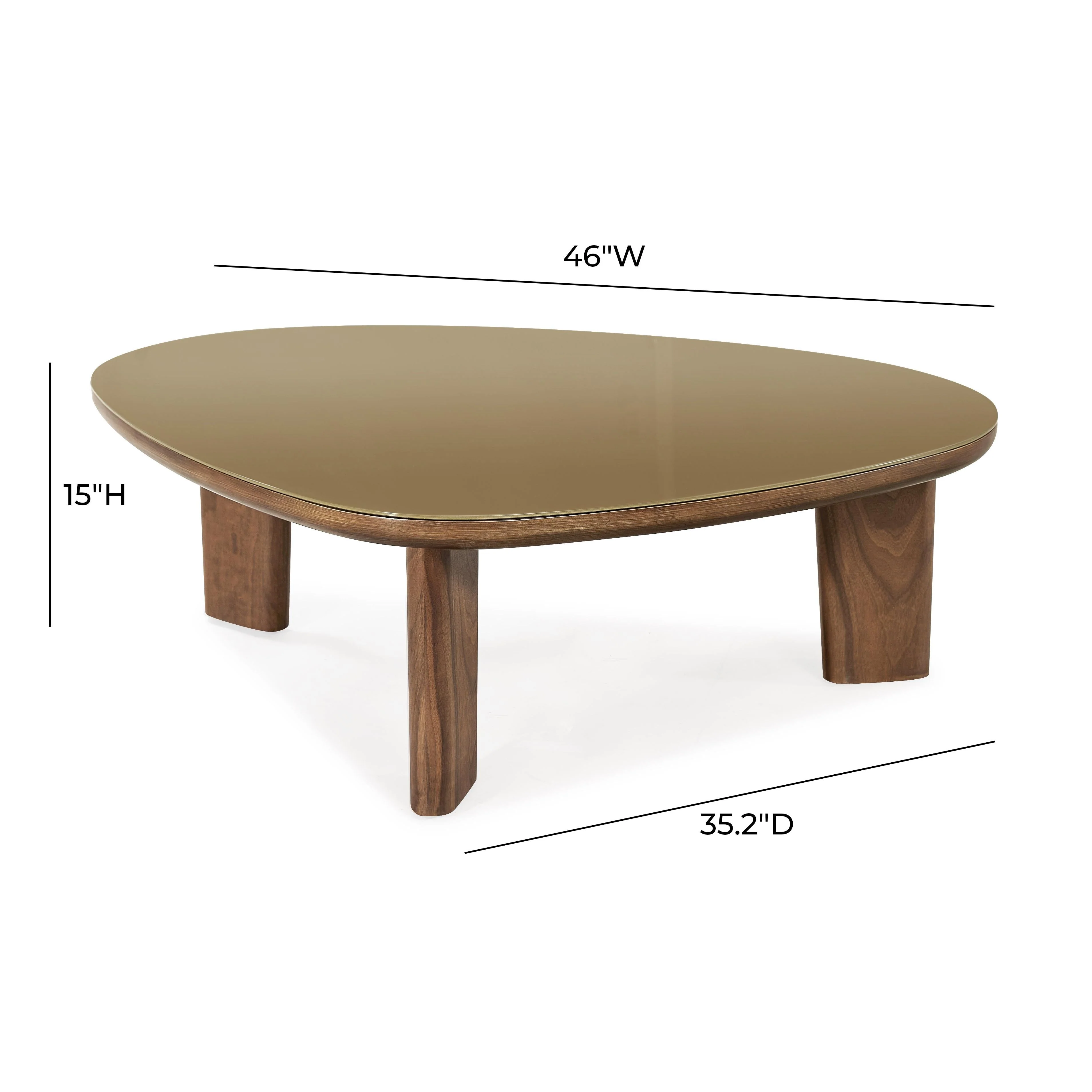 Oani Walnut and Glass Triangular Coffee Table - Image 9