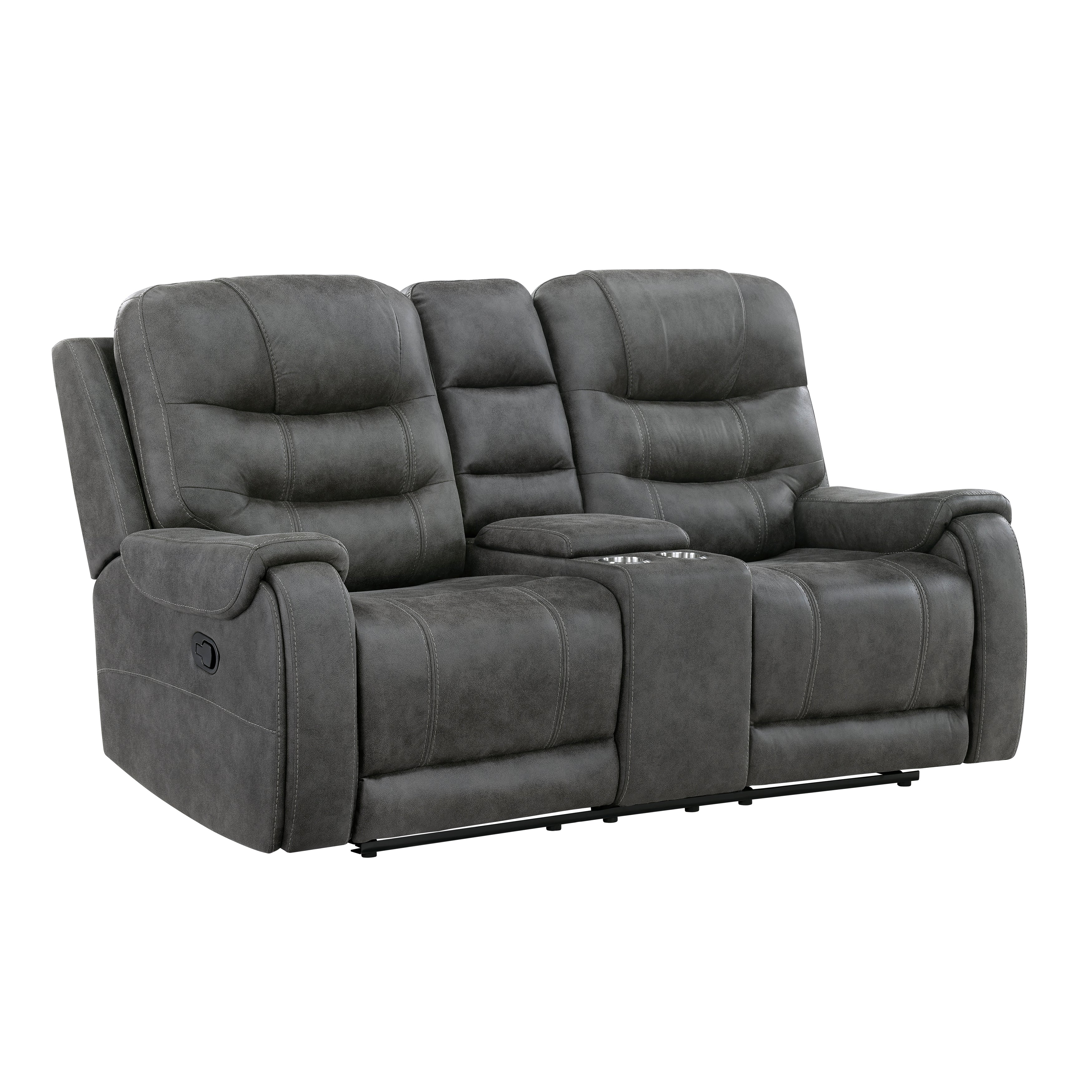 Oberon Dark Gray Double Reclining Living Room Set - Image 8