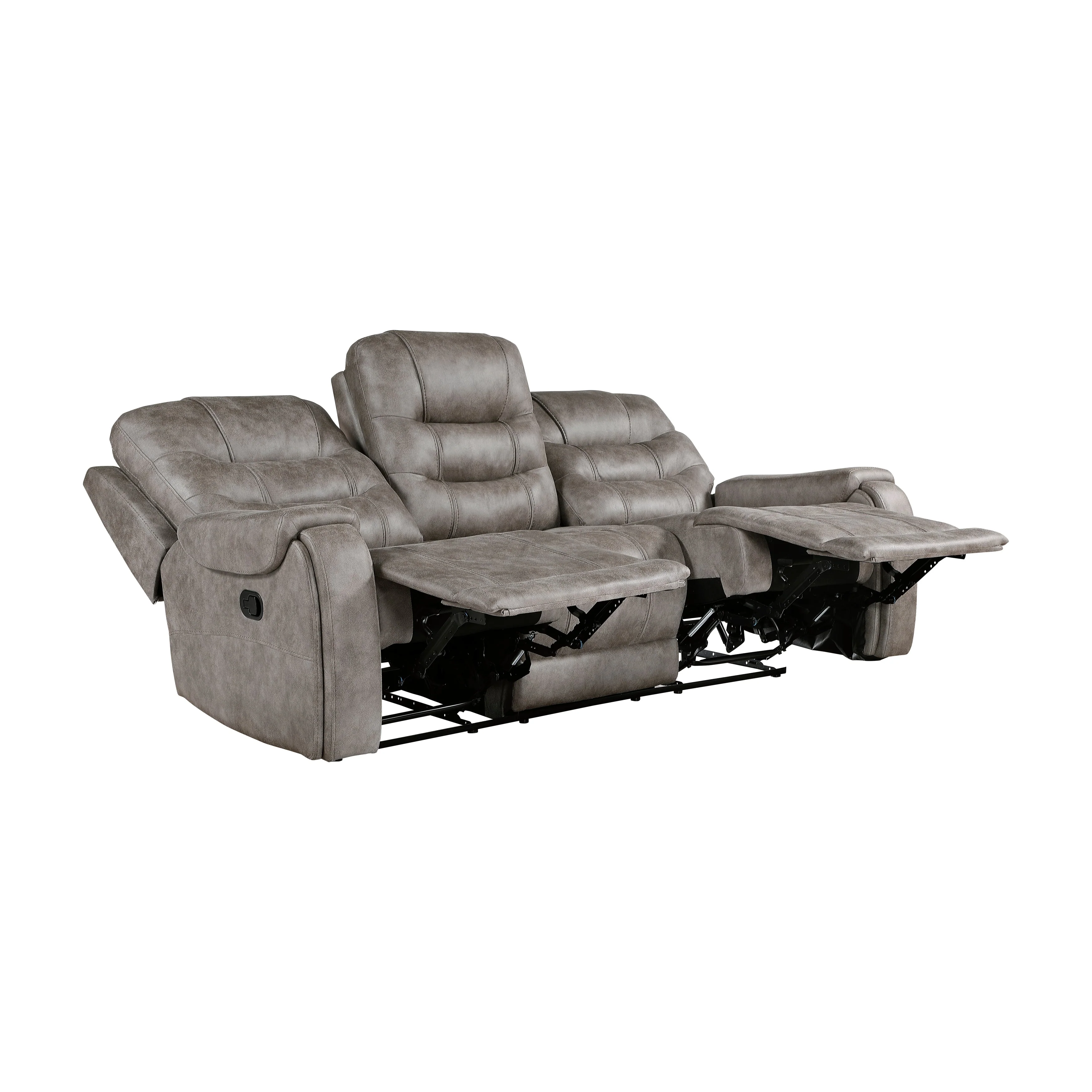 Oberon Grayish Brown Double Reclining Sofa - Image 5
