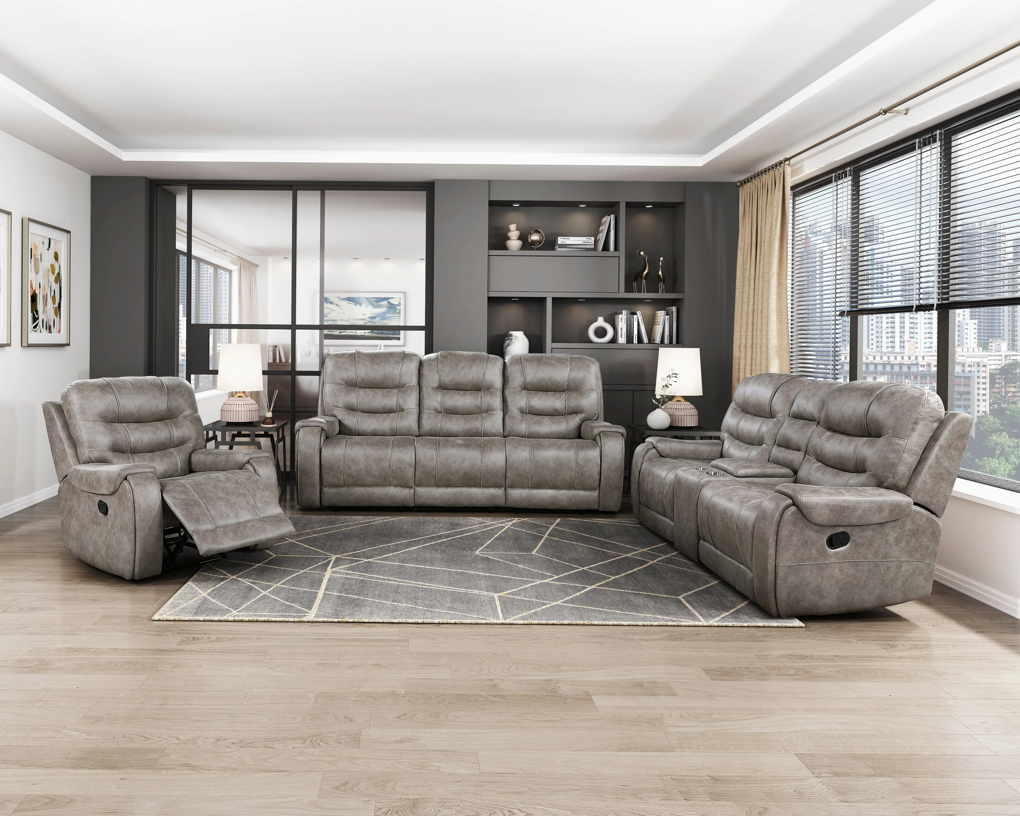Oberon Grayish Brown Reclining Chair - Image 2