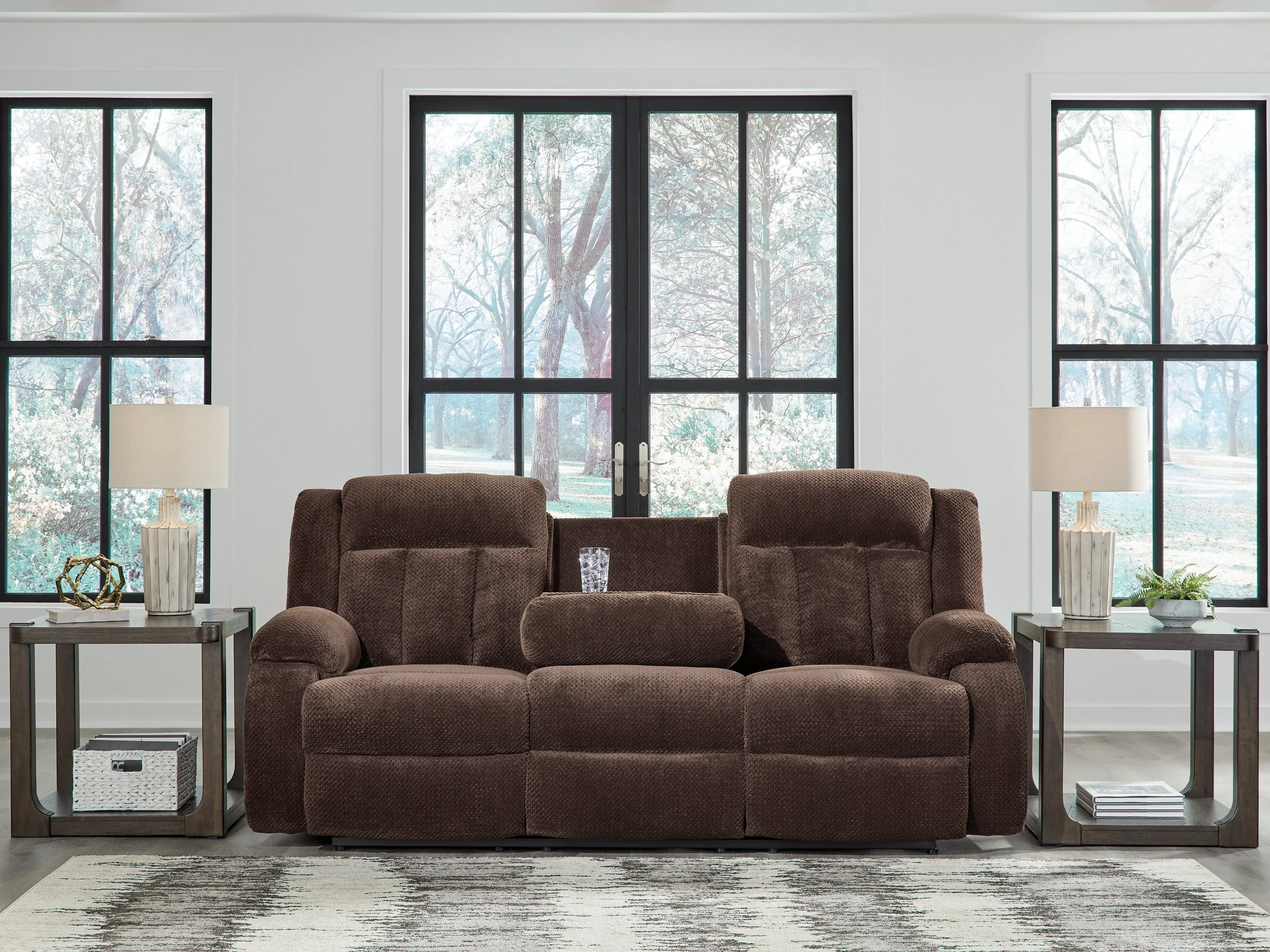 Observation Chocolate Power Reclining Sofa with Drop Down Table - Image 6