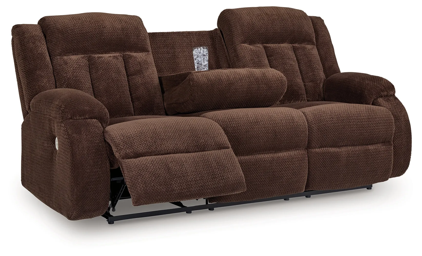Observation Chocolate Power Reclining Sofa with Drop Down Table - Image 2