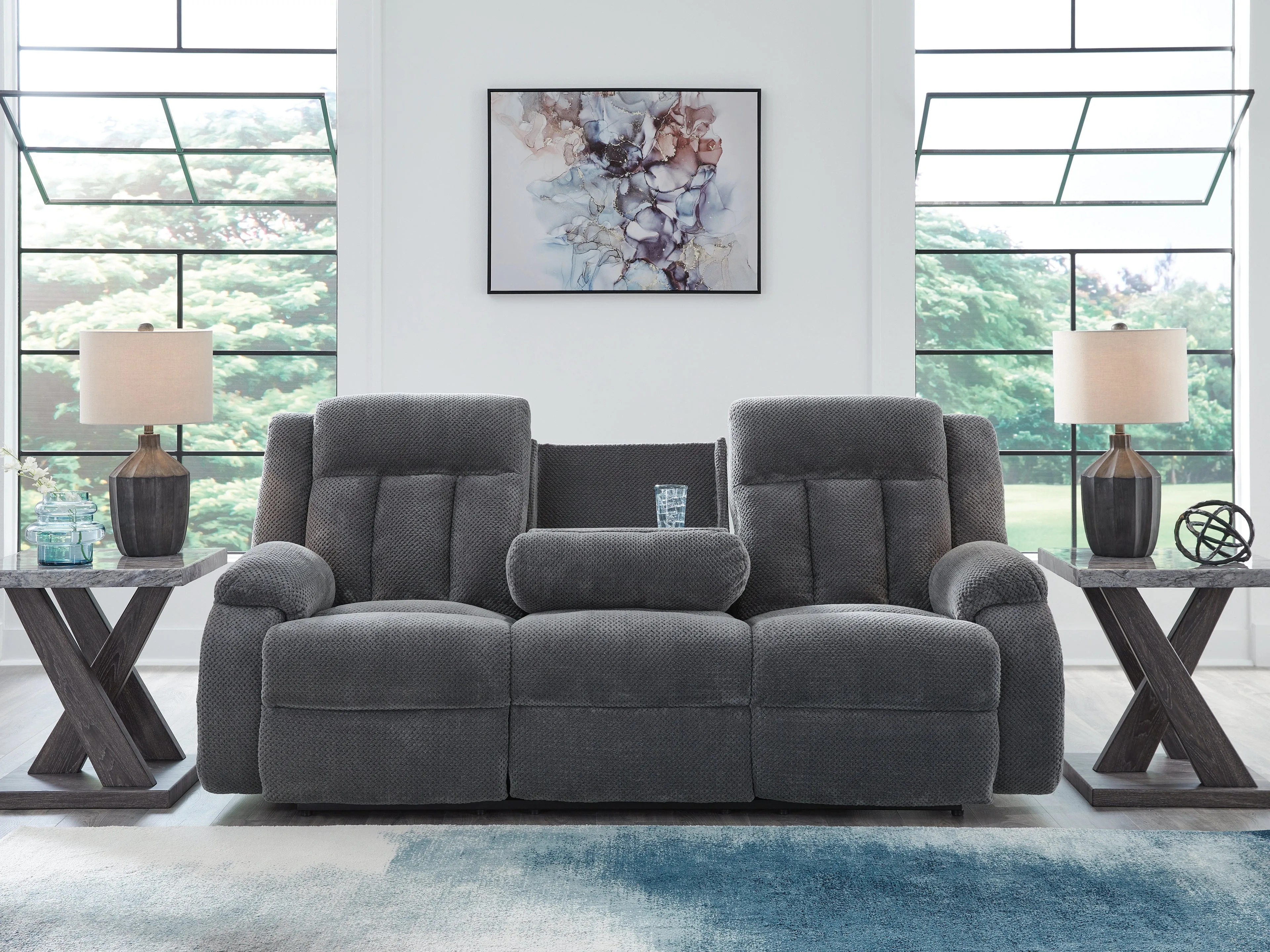Observation Steel Power Reclining Sofa with Drop Down Table - Image 2