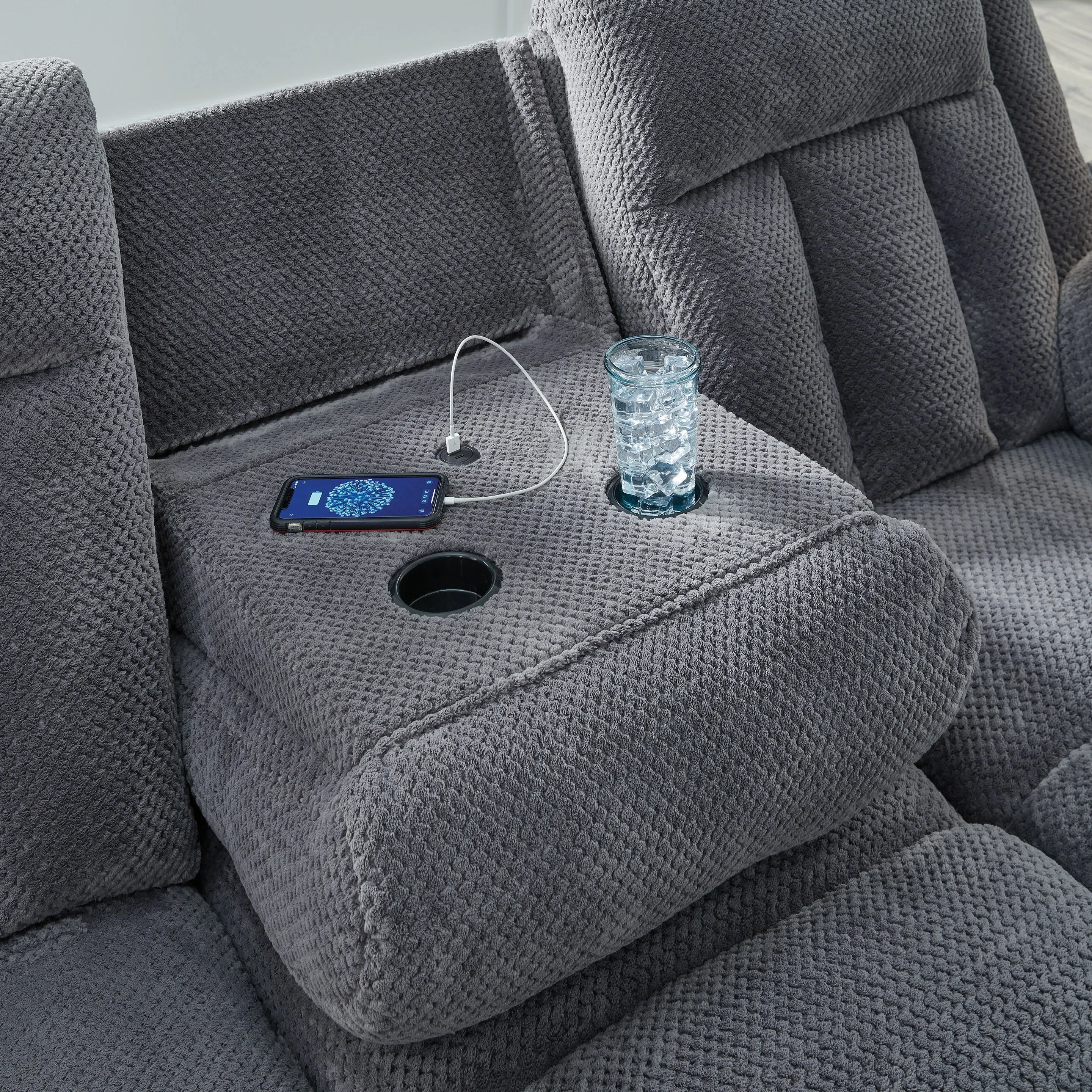 Observation Steel Power Reclining Sofa with Drop Down Table - Image 8