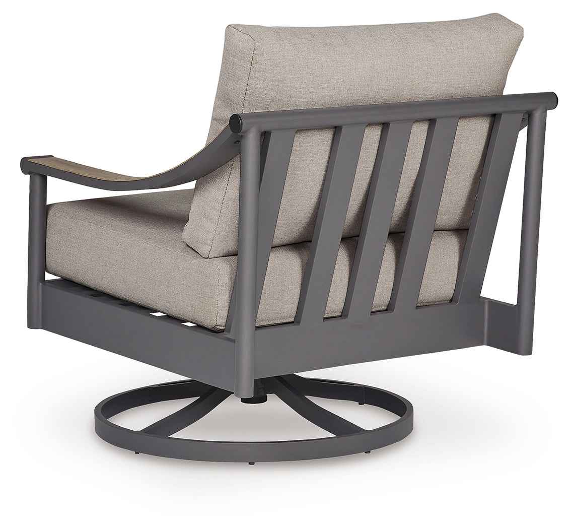 Ocean Beach Gray Outdoor Swivel Lounge with Cushion - Image 4