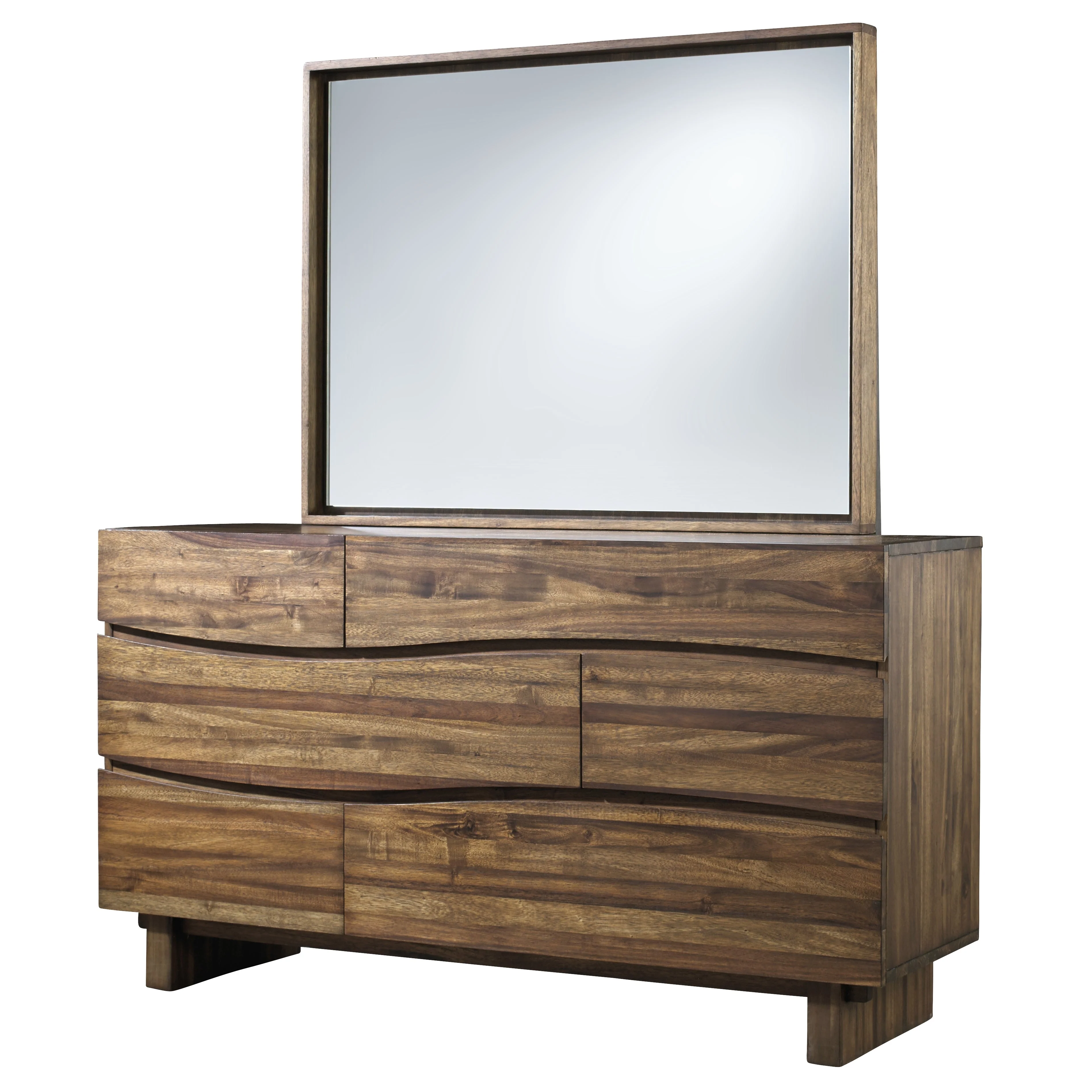 Ocean Six Drawer Solid Wood Dresser in Natural Sengon - Image 4