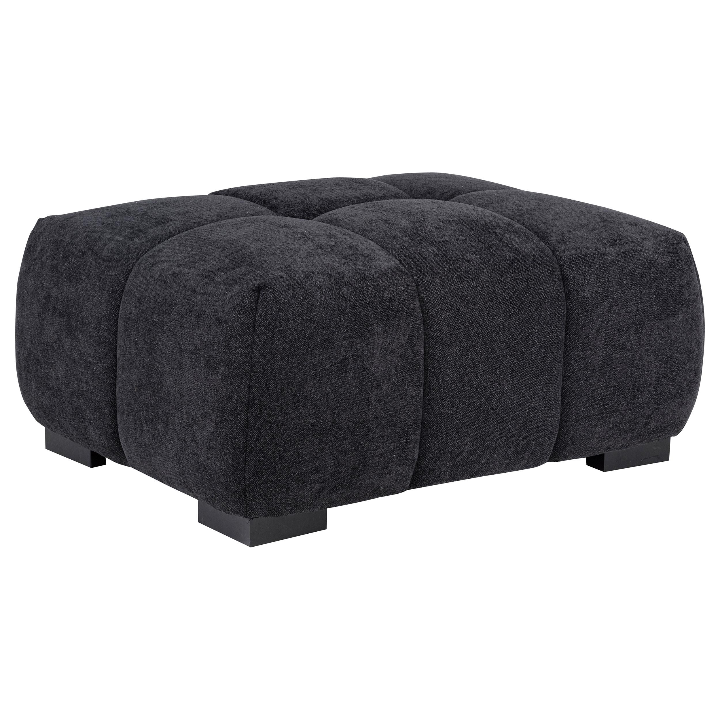 Octavia Black Fabric Rectangular Upholstered Ottoman