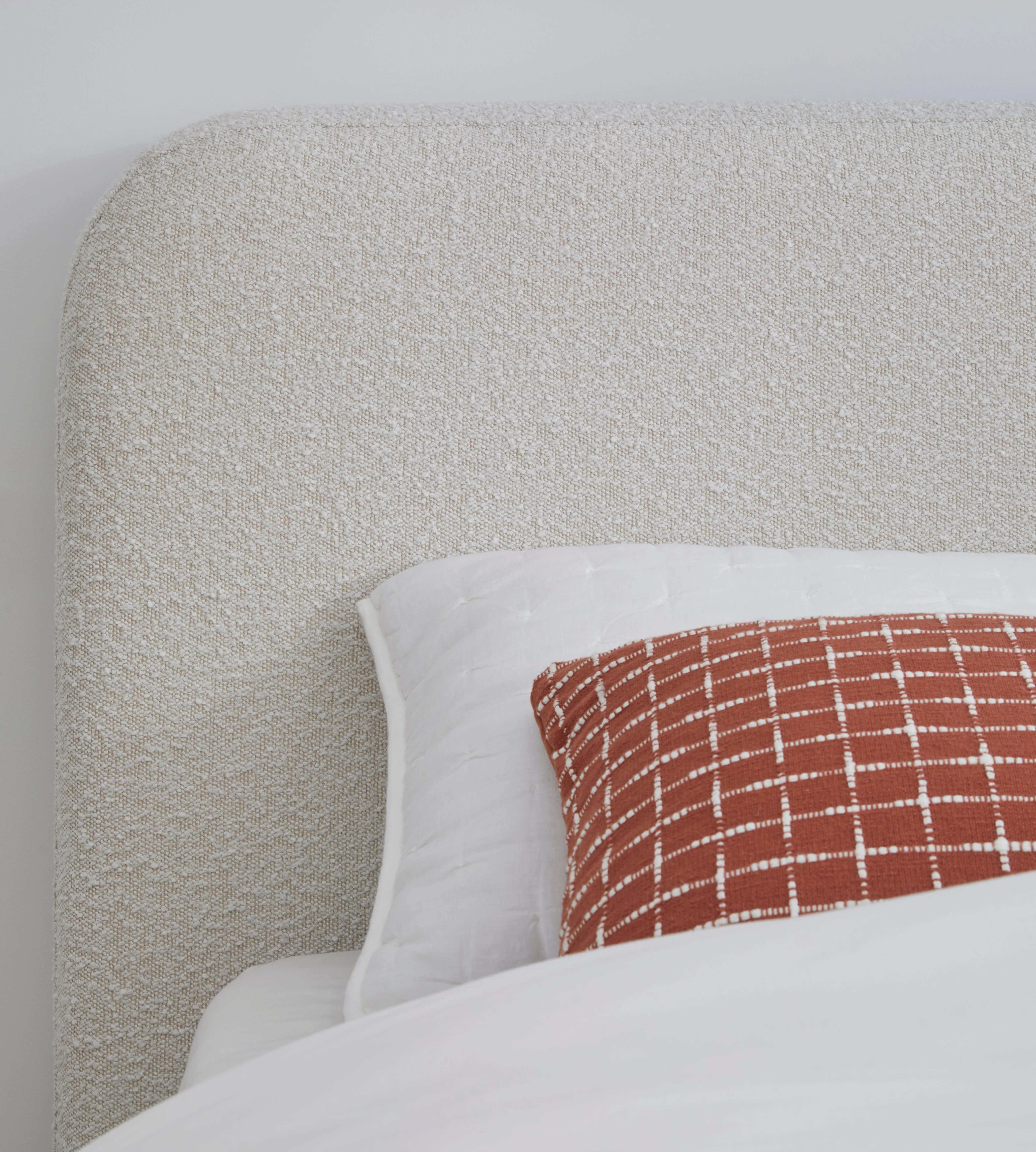 Off-White Upholstered California King Platform Bed in Ricotta Boucle - Image 4