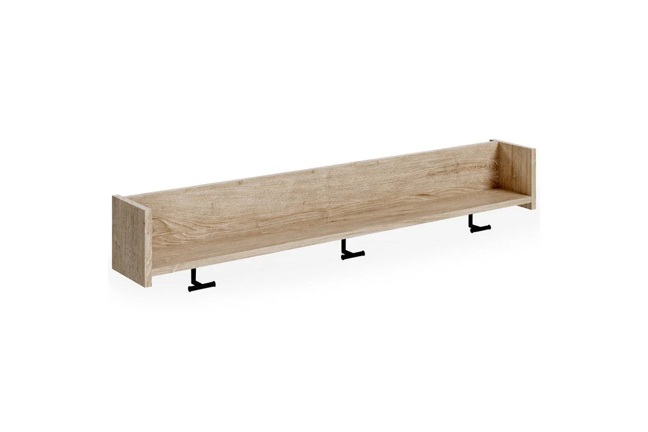 Oliah Natural Wall Mounted Coat Rack with Shelf - Image 2