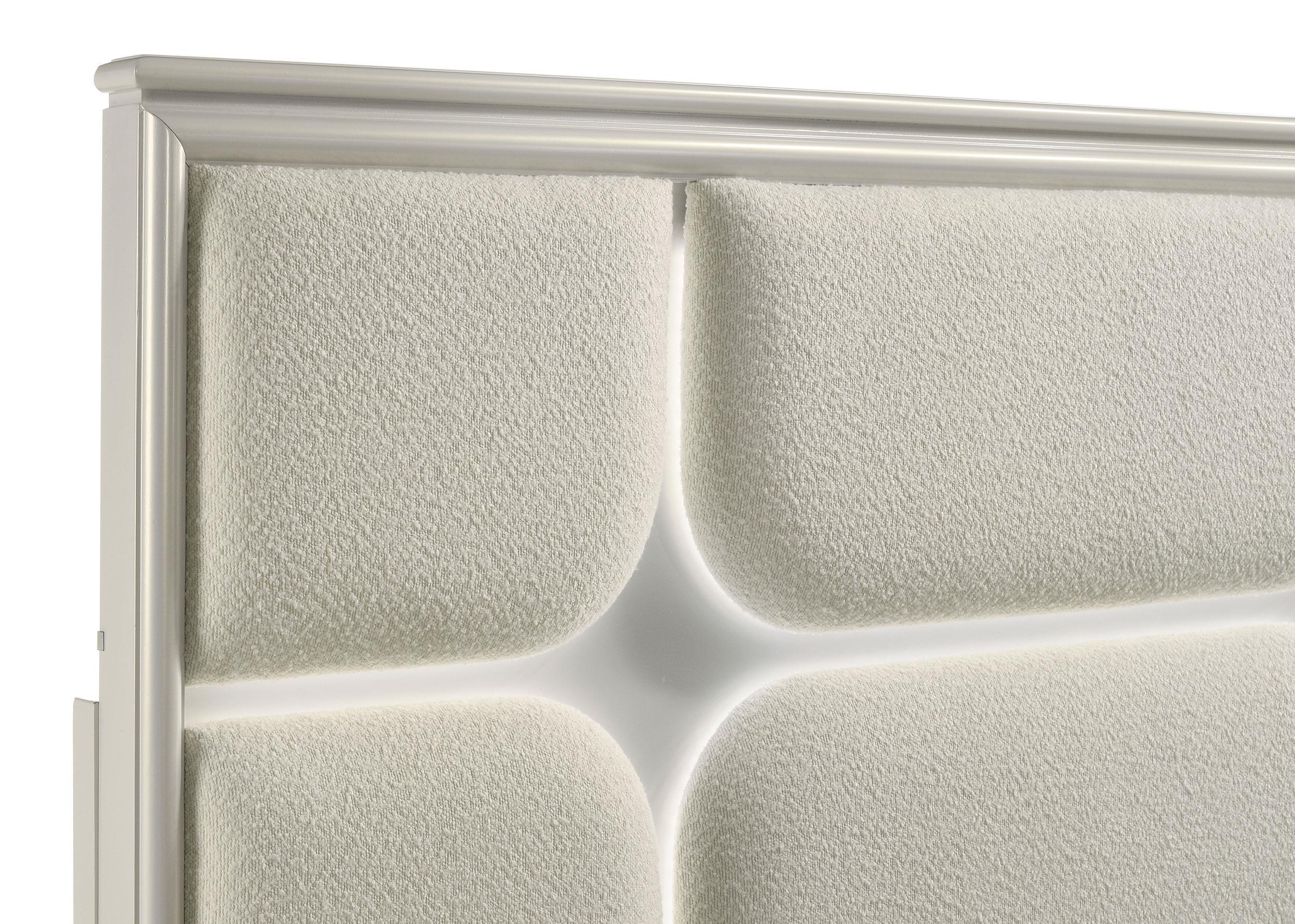 Olivia Pearl White Eastern King Panel Bed LED Headboard - Image 5