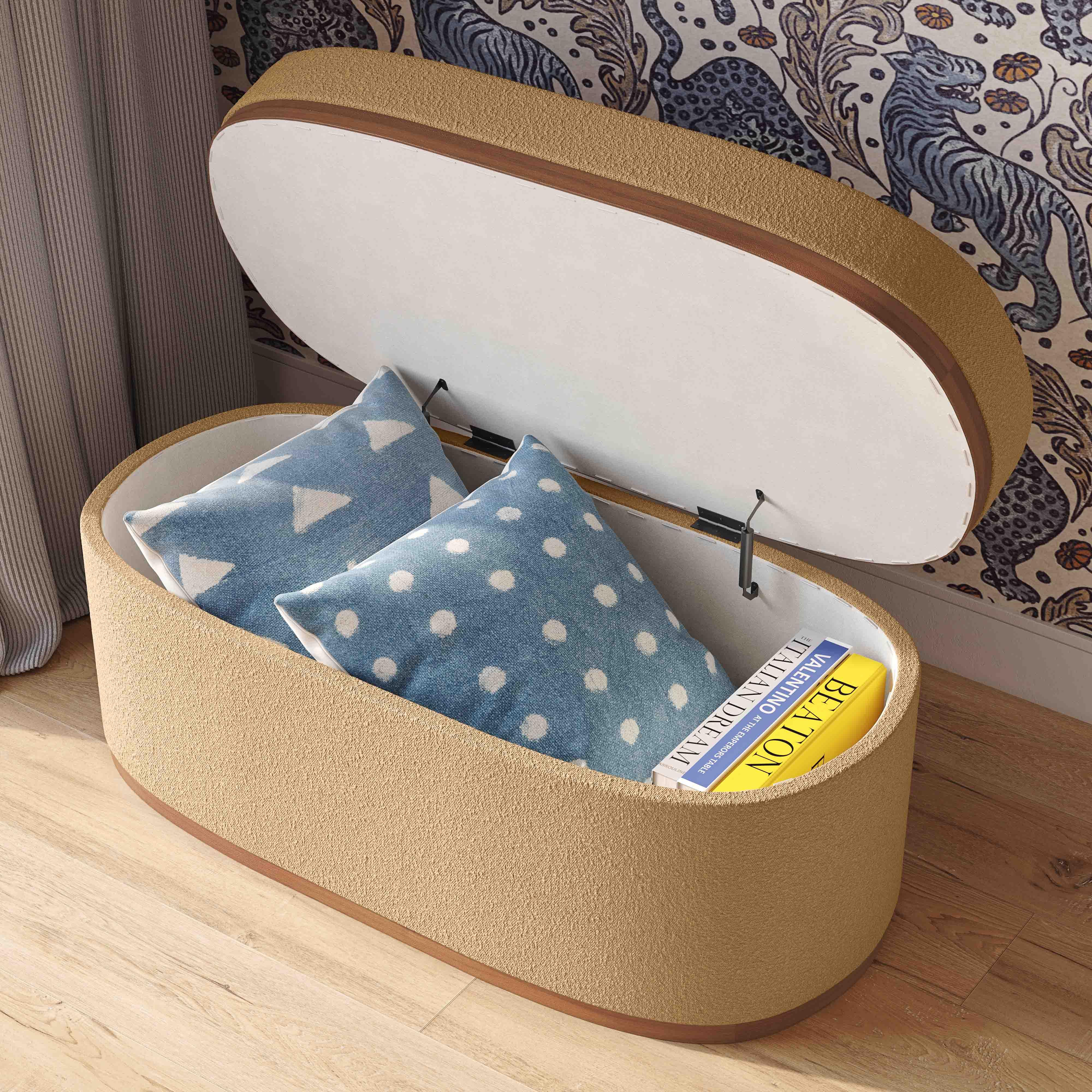 Olivier Boucle Oval Storage Ottoman - Image 2