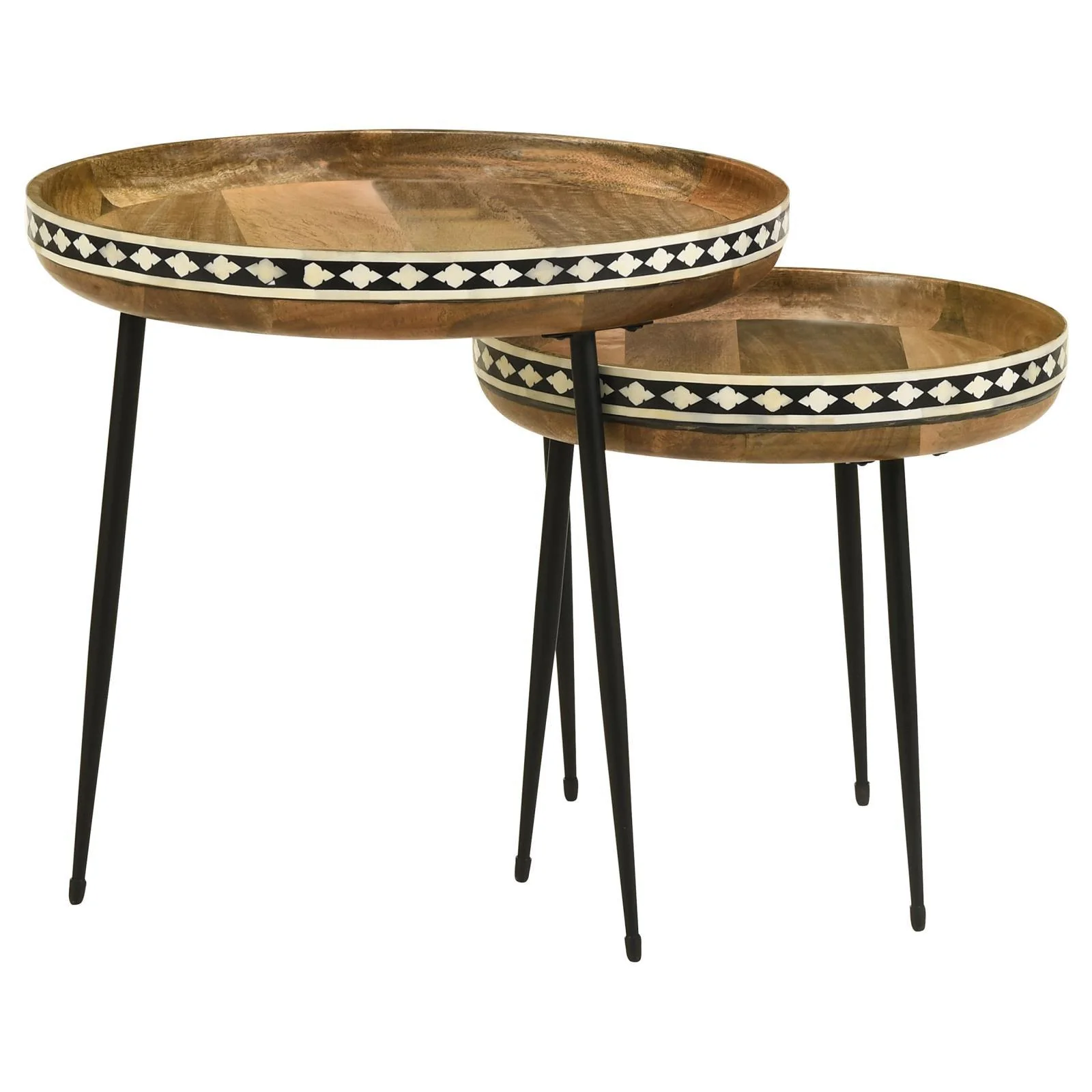 Ollie Natural and Black 2-piece Round Nesting Table - Image 6