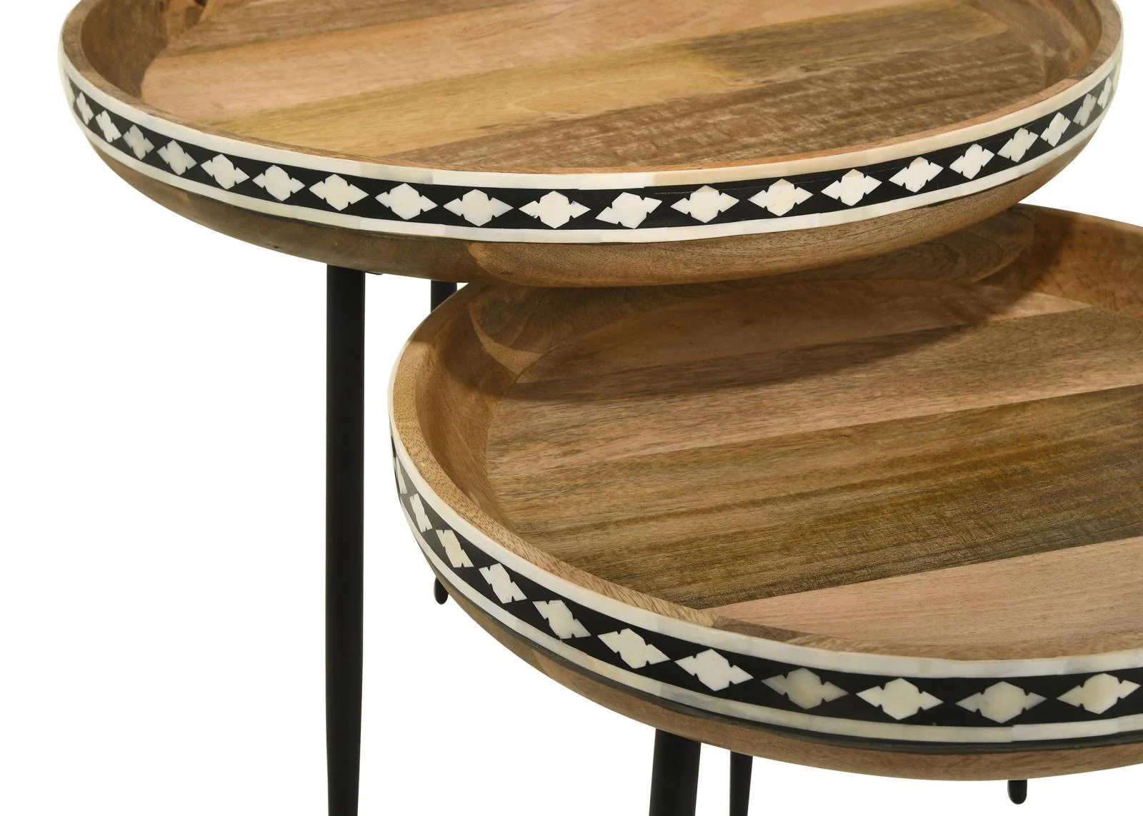Ollie Natural and Black 2-piece Round Nesting Table - Image 8