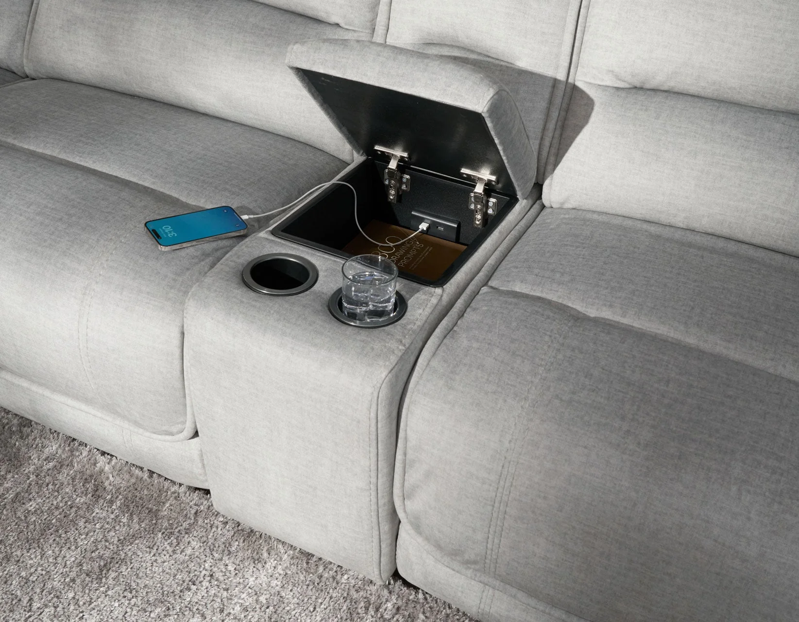 Olsen Silver 3-Piece Dual-Power Zero-Gravity Modular Reclining Console Loveseat - Image 8