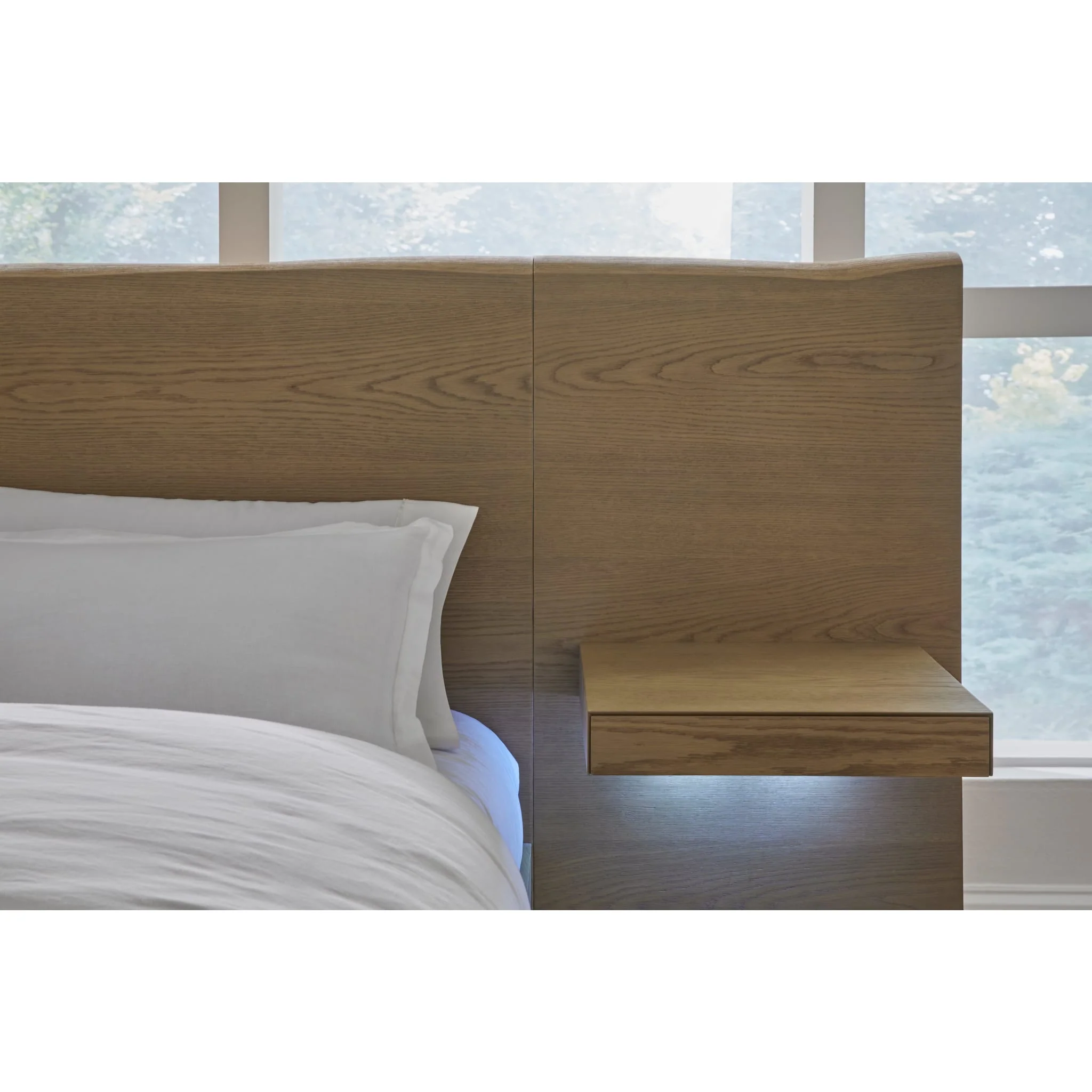 One Coastal Bisque Modern Live Edge California King Wall Bed with Floating Nightstands - Image 2