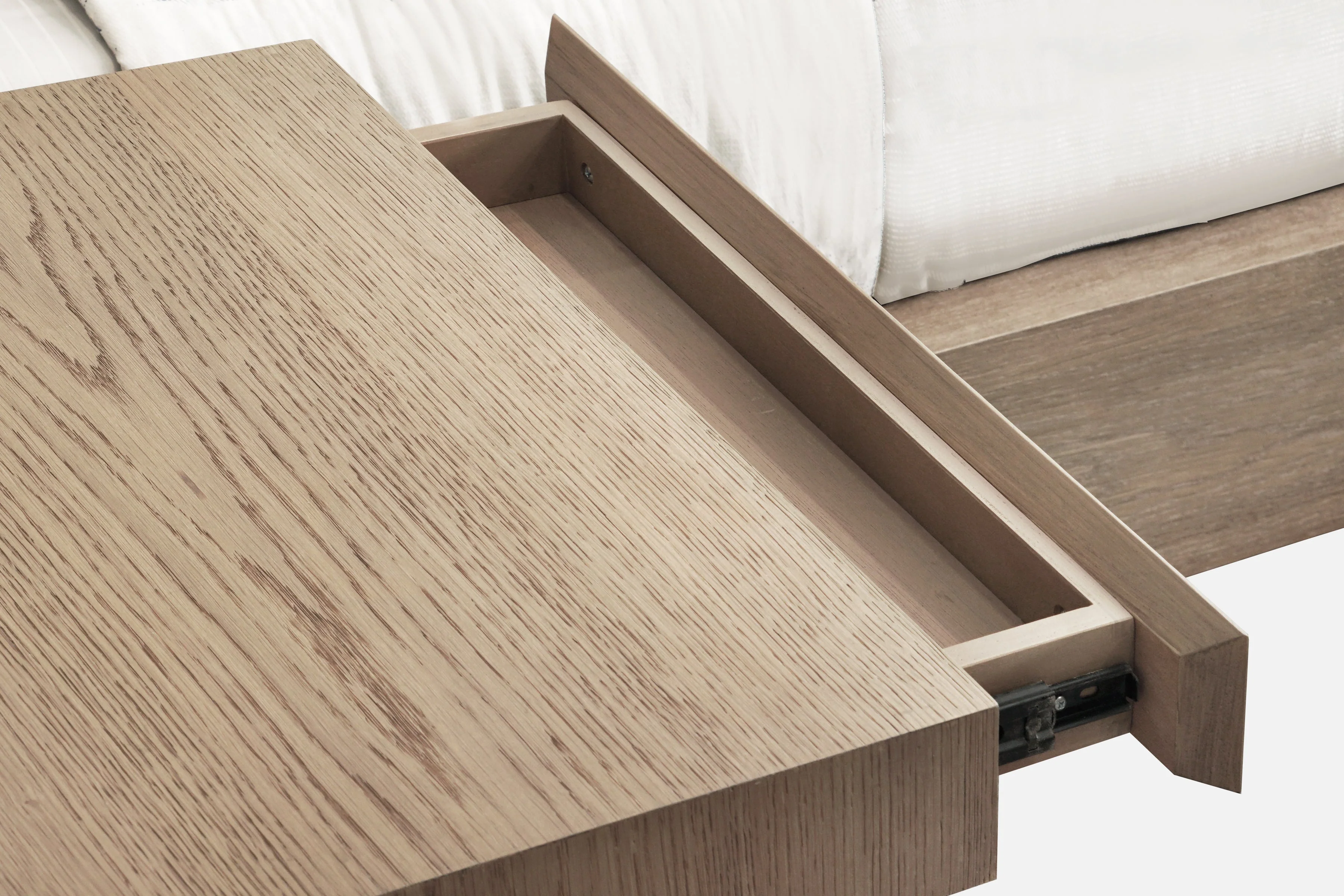 One Coastal Bisque Modern Live Edge California King Wall Bed with Floating Nightstands - Image 9