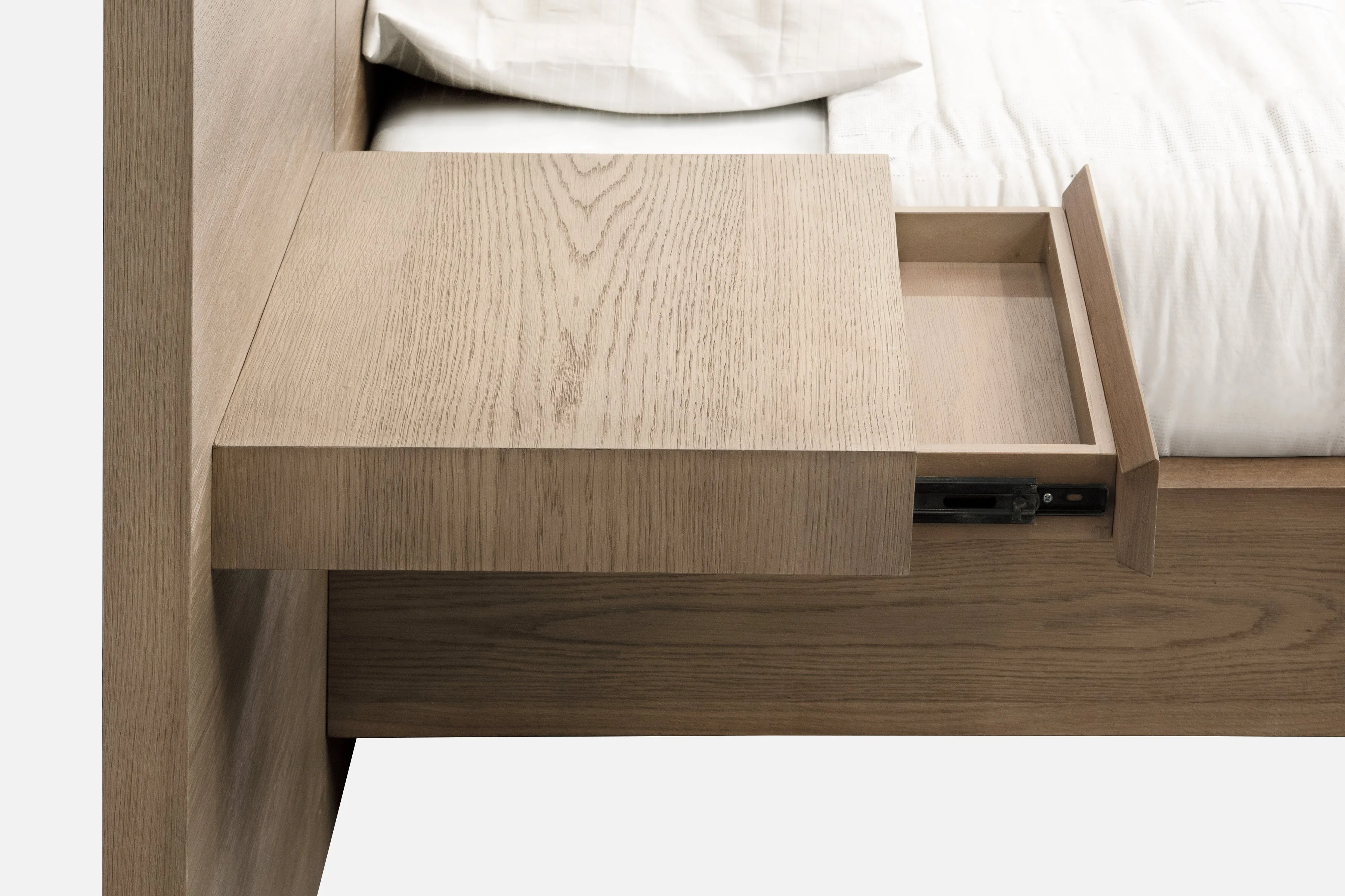 One Coastal Modern Live Edge Full Wall Bed with Floating Nightstands in Bisque - Image 2