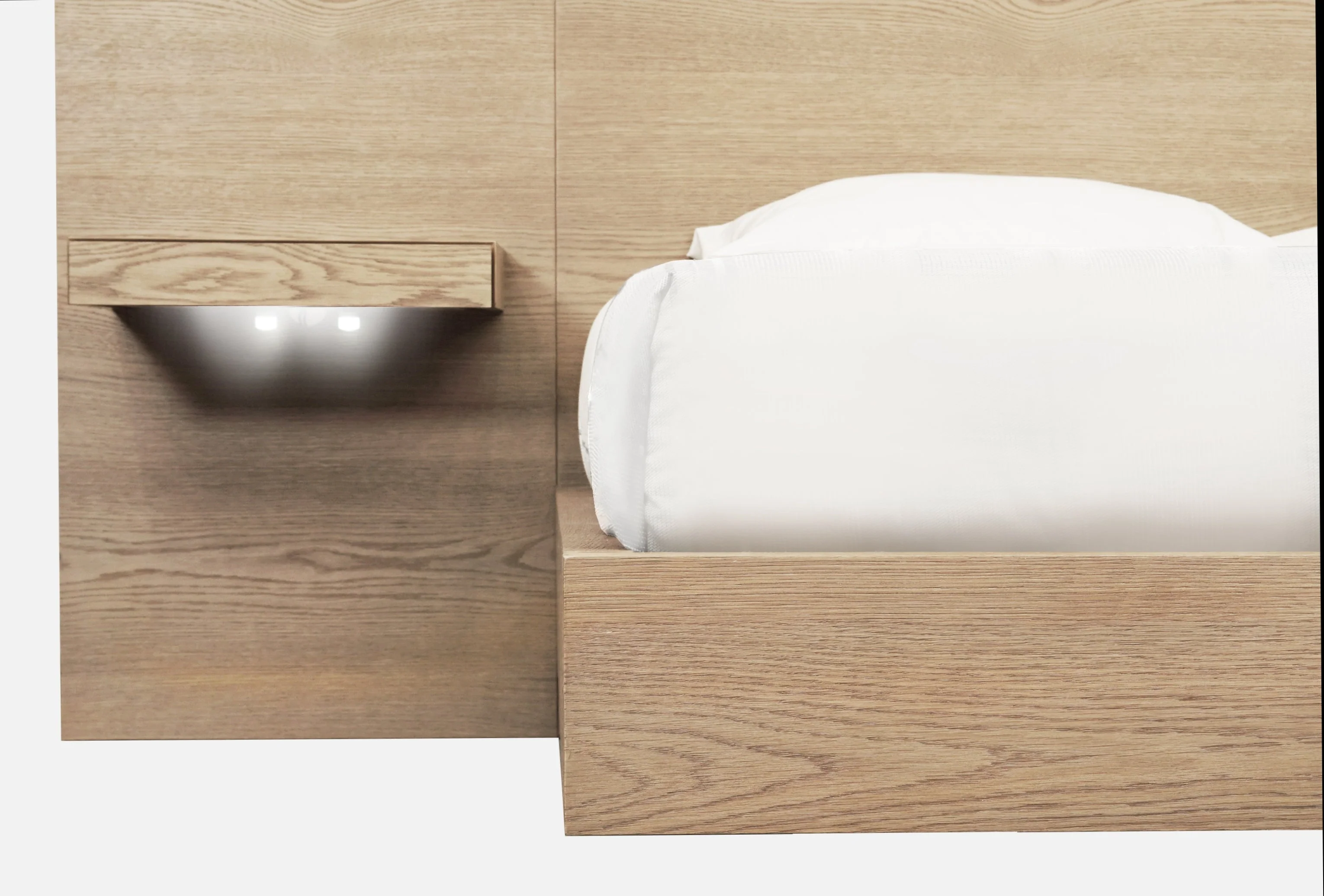 One Coastal Modern Live Edge Full Wall Bed with Floating Nightstands in Bisque - Image 5