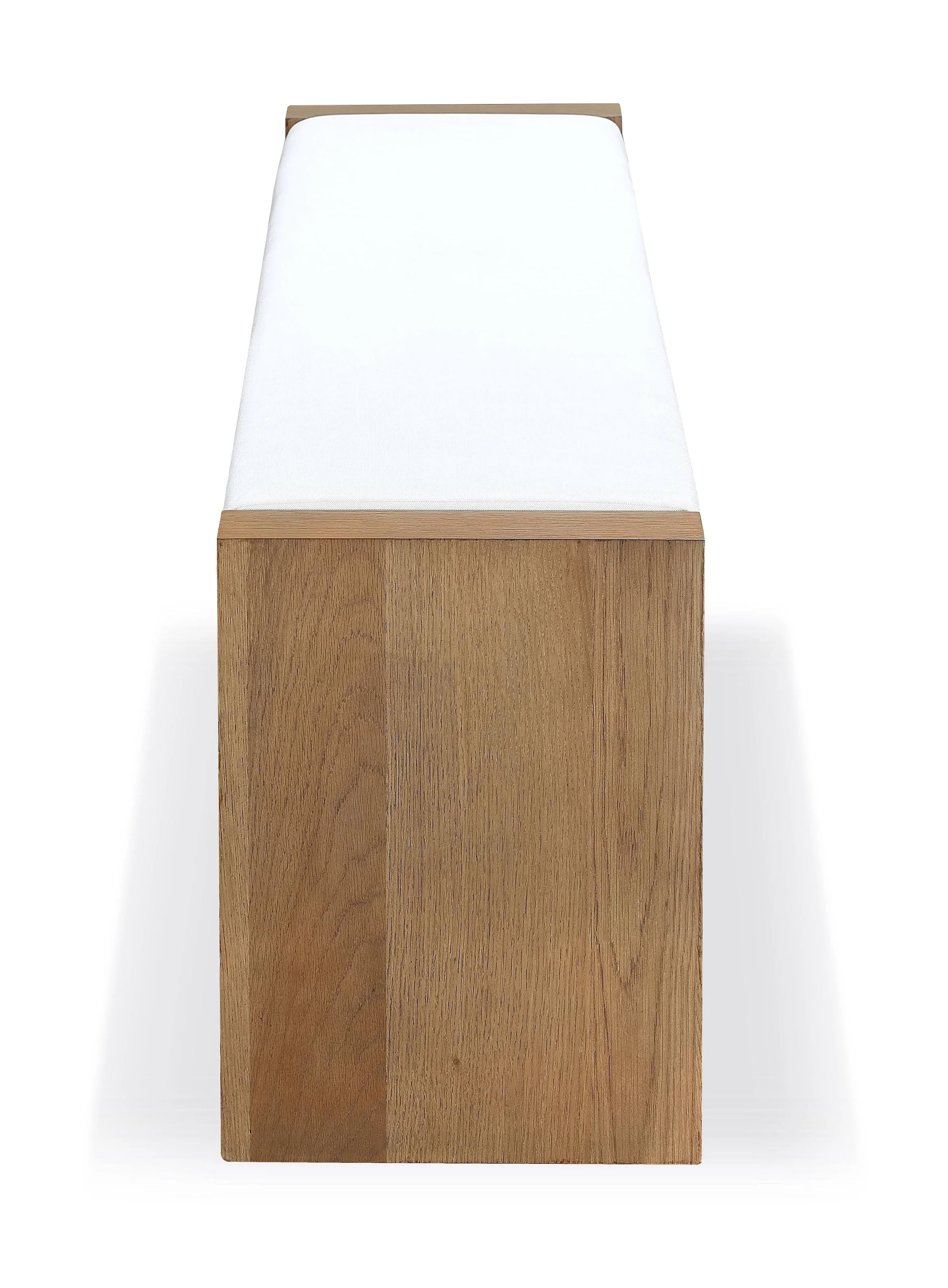 One Modern Coastal Slab Leg Upholstered Dining Bench in White Oak and White Pearl - Image 2