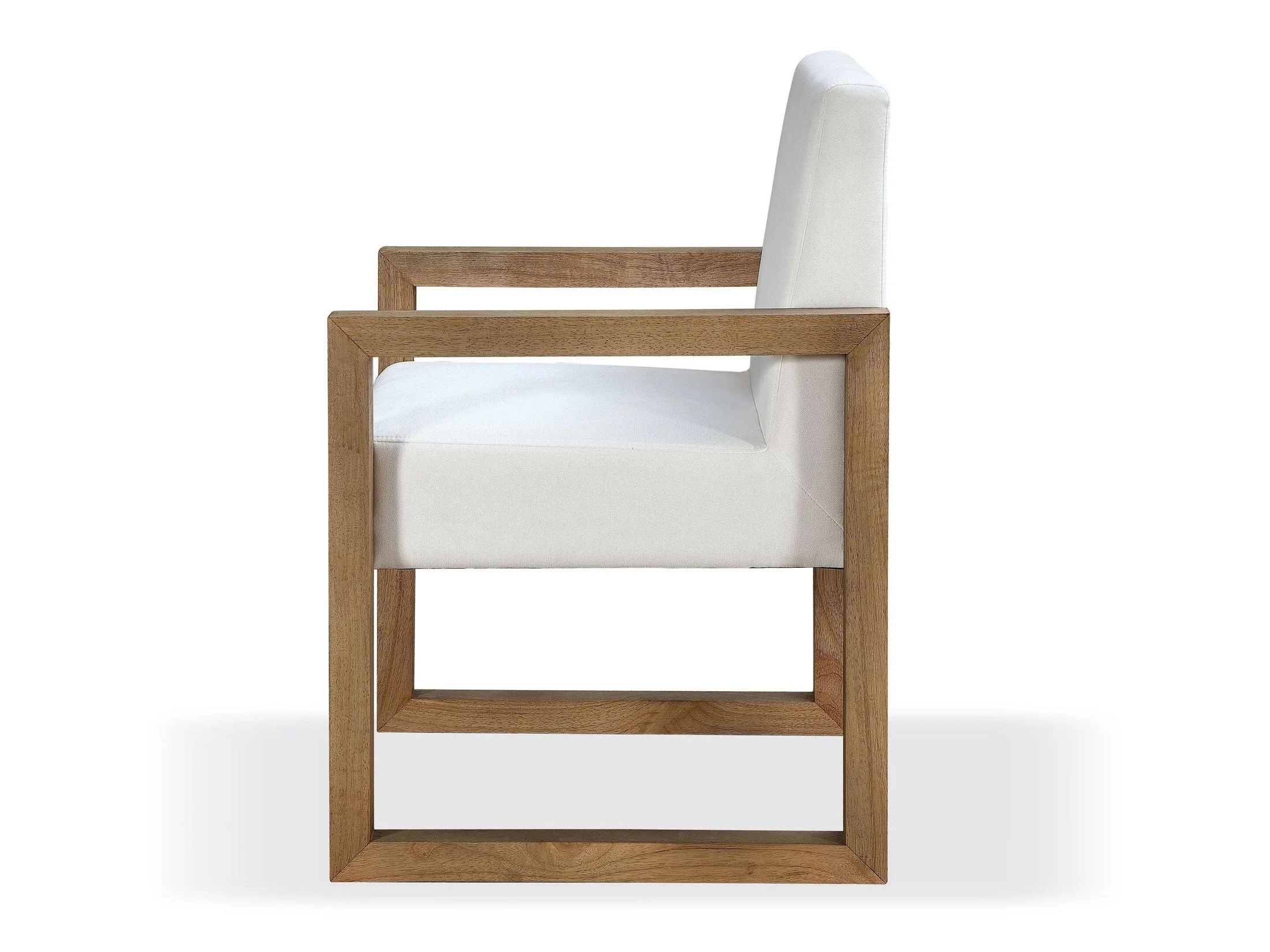 One Modern Coastal Sled Leg Upholstered Dining Arm Chair in White Pearl and Bisque (Set of 2)