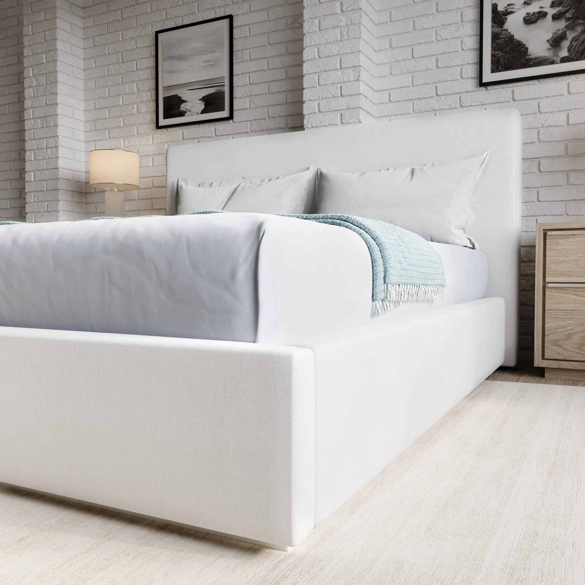 One Pearl California King Upholstered Footboard Storage Bed - Image 3