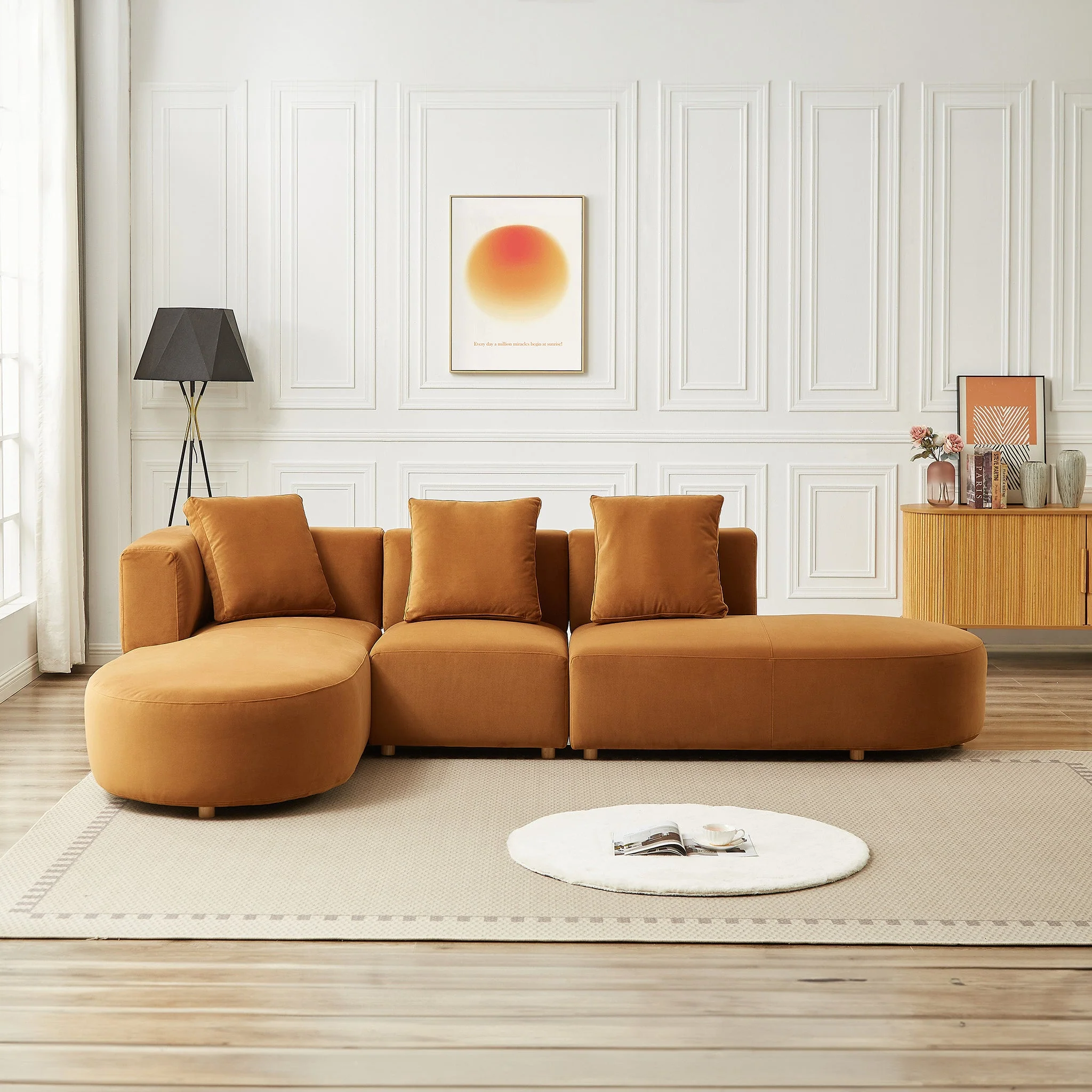 Orby Velvet Sectional Sofa Left Facing - Image 2