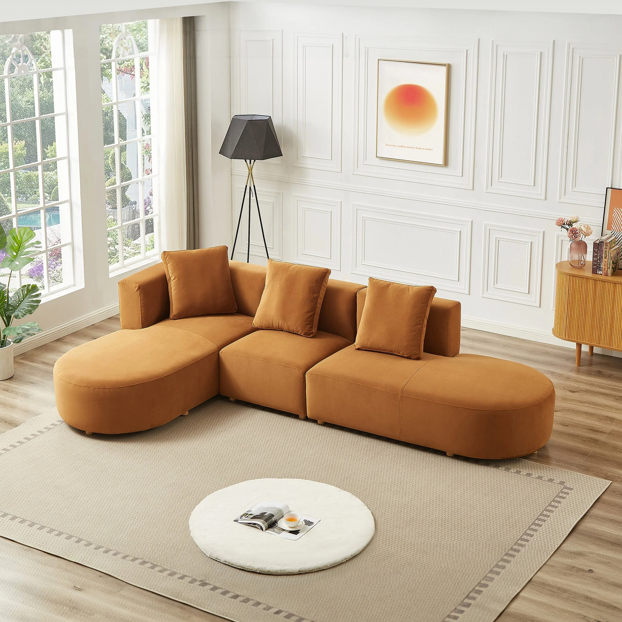 Orby Velvet Sectional Sofa Left Facing - Image 4