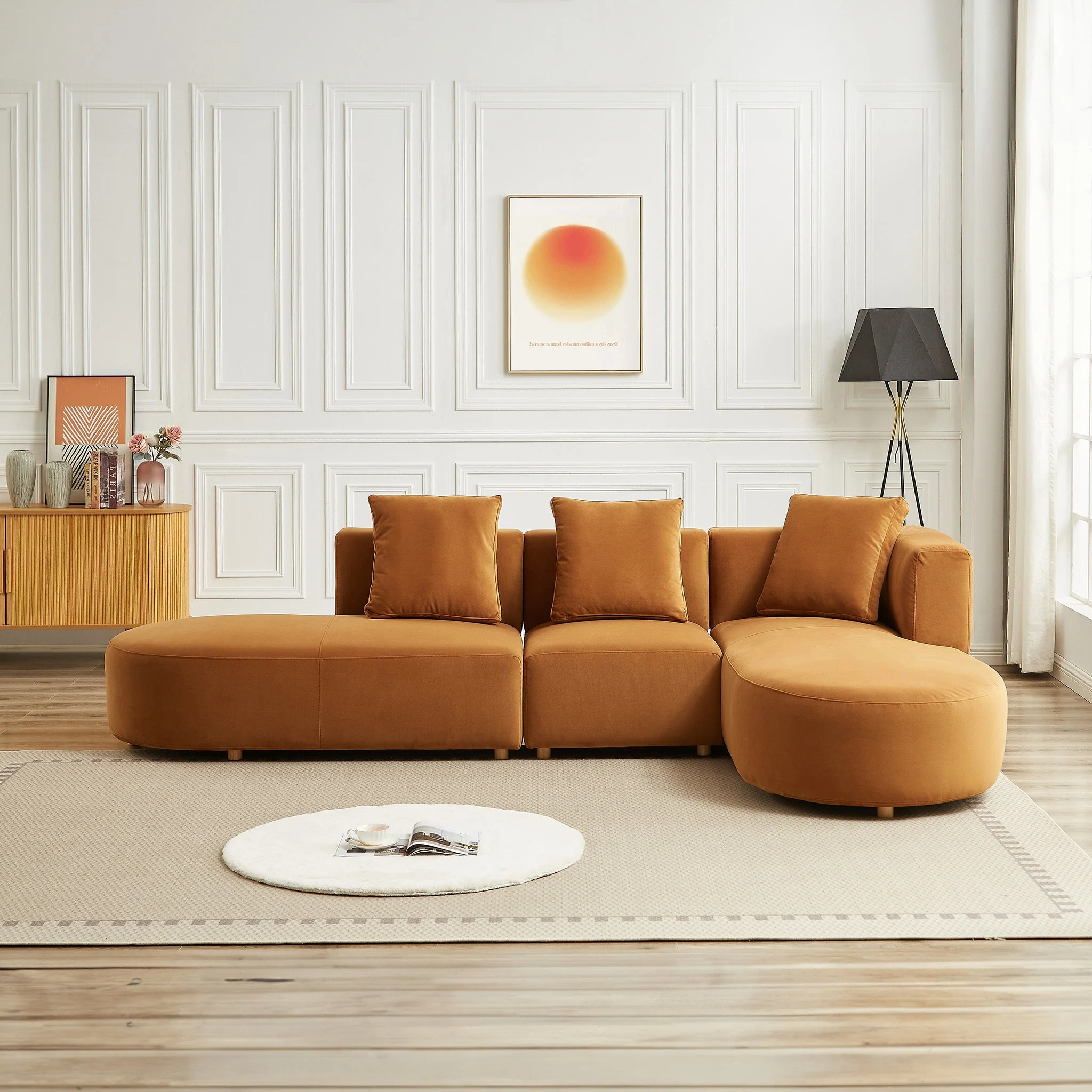 Orby Velvet Sectional Sofa Right Facing - Image 2