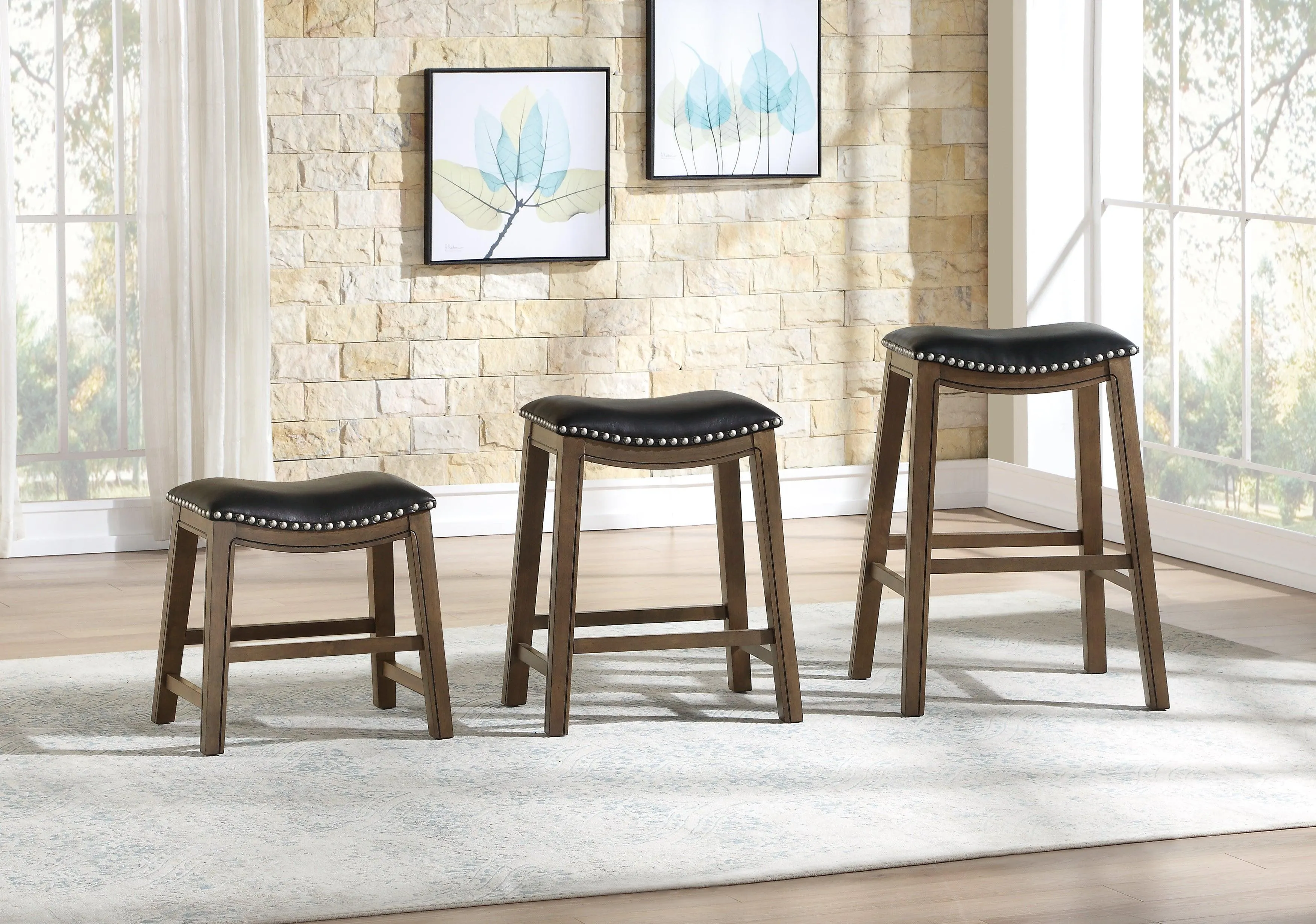 Ordway Black/Brown Pub Height Stool, Black - Image 2