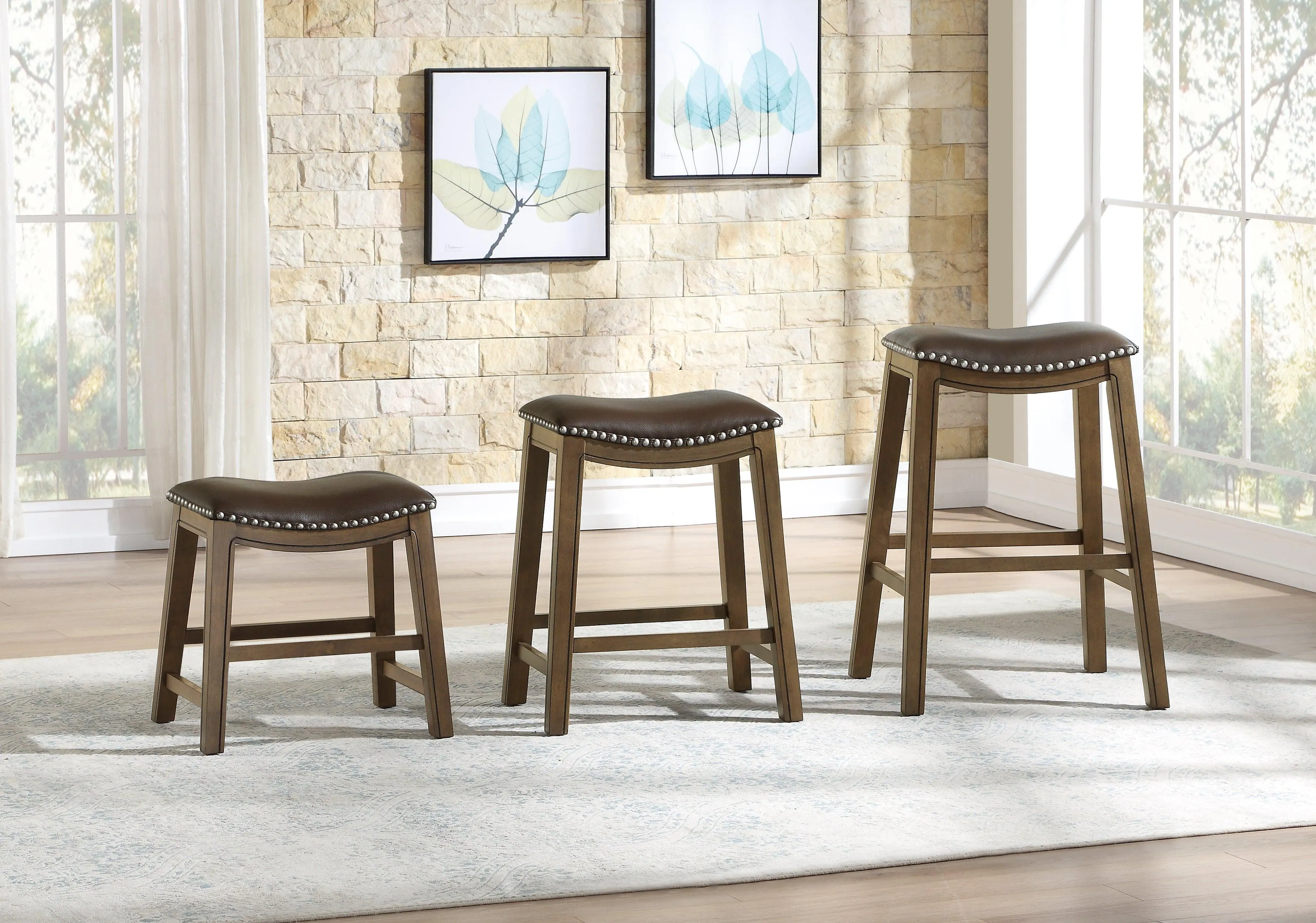 Ordway Brown/Brown Dining Stool, Brown - Image 2