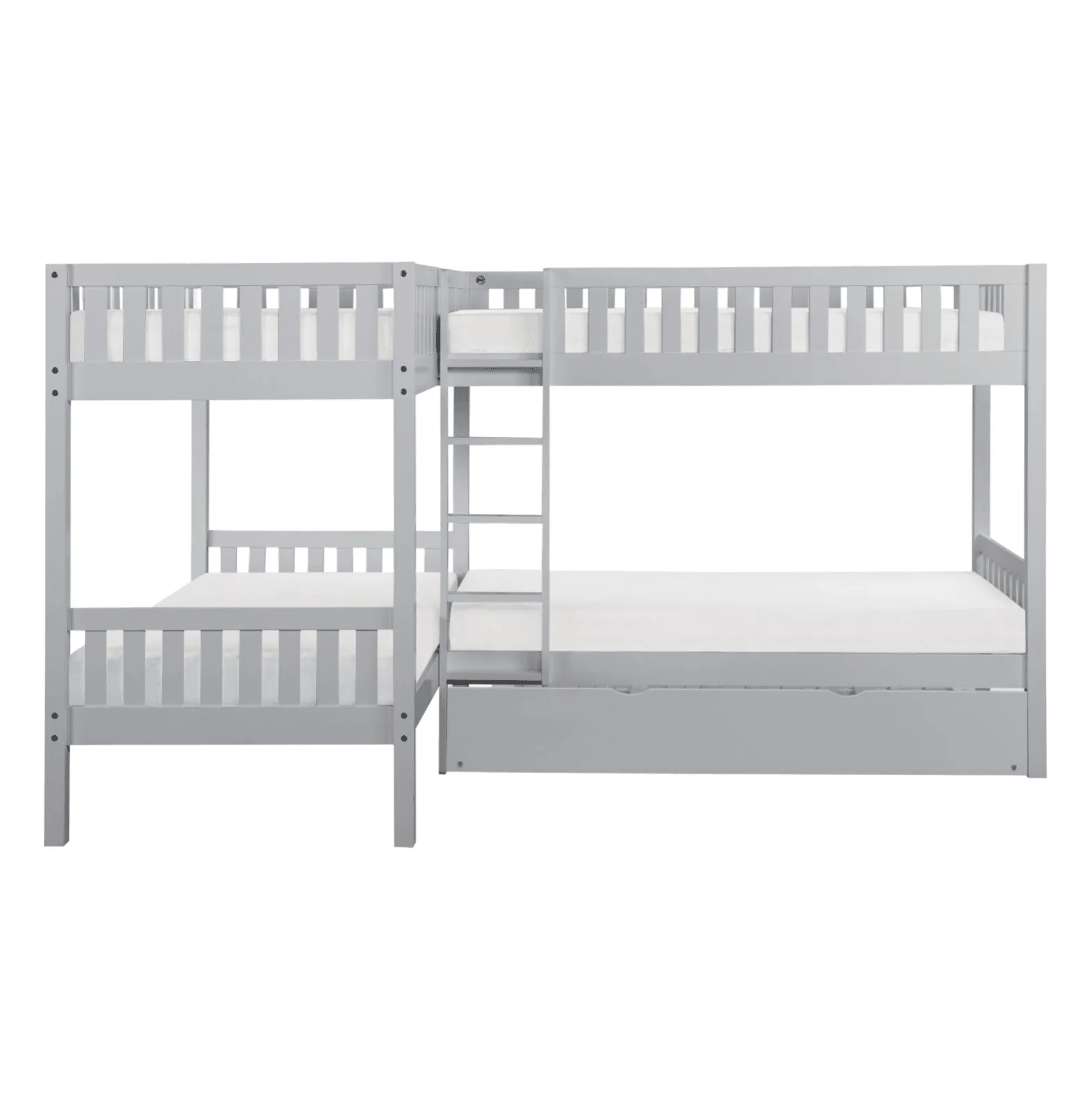 Orion Gray Twin Corner Bunk Bed with Twin Trundle - Image 4