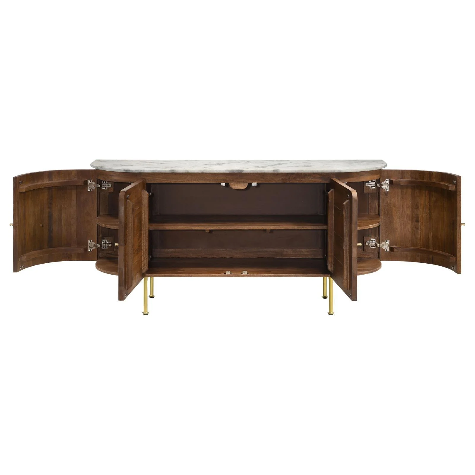 Ortega White and Natural 4-door Marble Top Dining Sideboard Server - Image 4