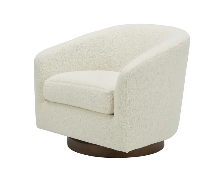 Oscy Swivel Chair Vegan Shearling White - Image 6