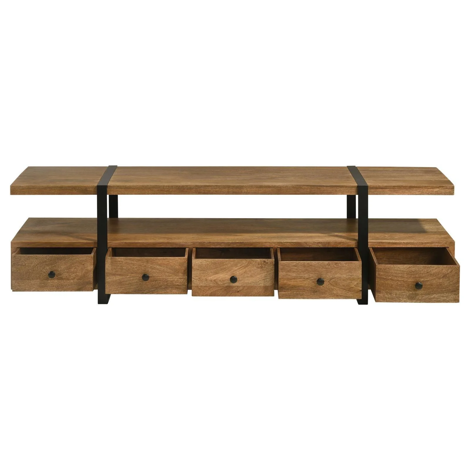 Otto Brown and Gunmetal 4-drawer Solid Wood 70" TV Stand - Image 5