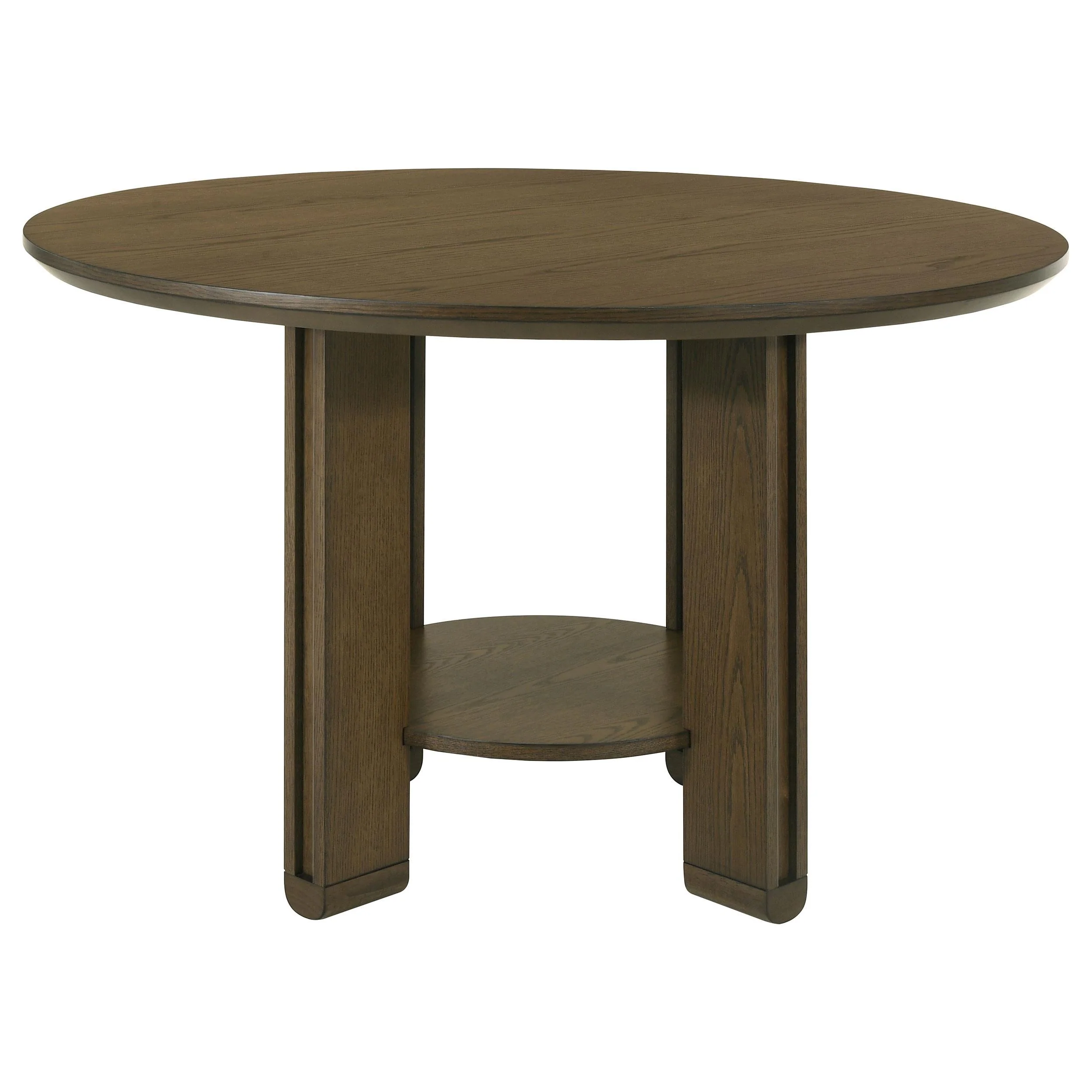 Ottowa Brown Round Wood Dining Table with Shelf - Image 3